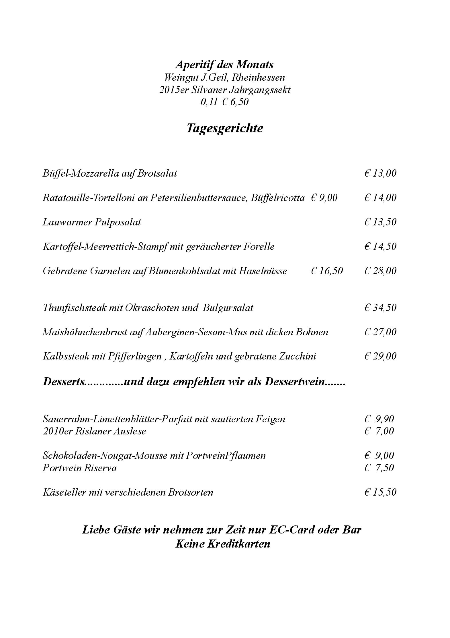 Speisekarte