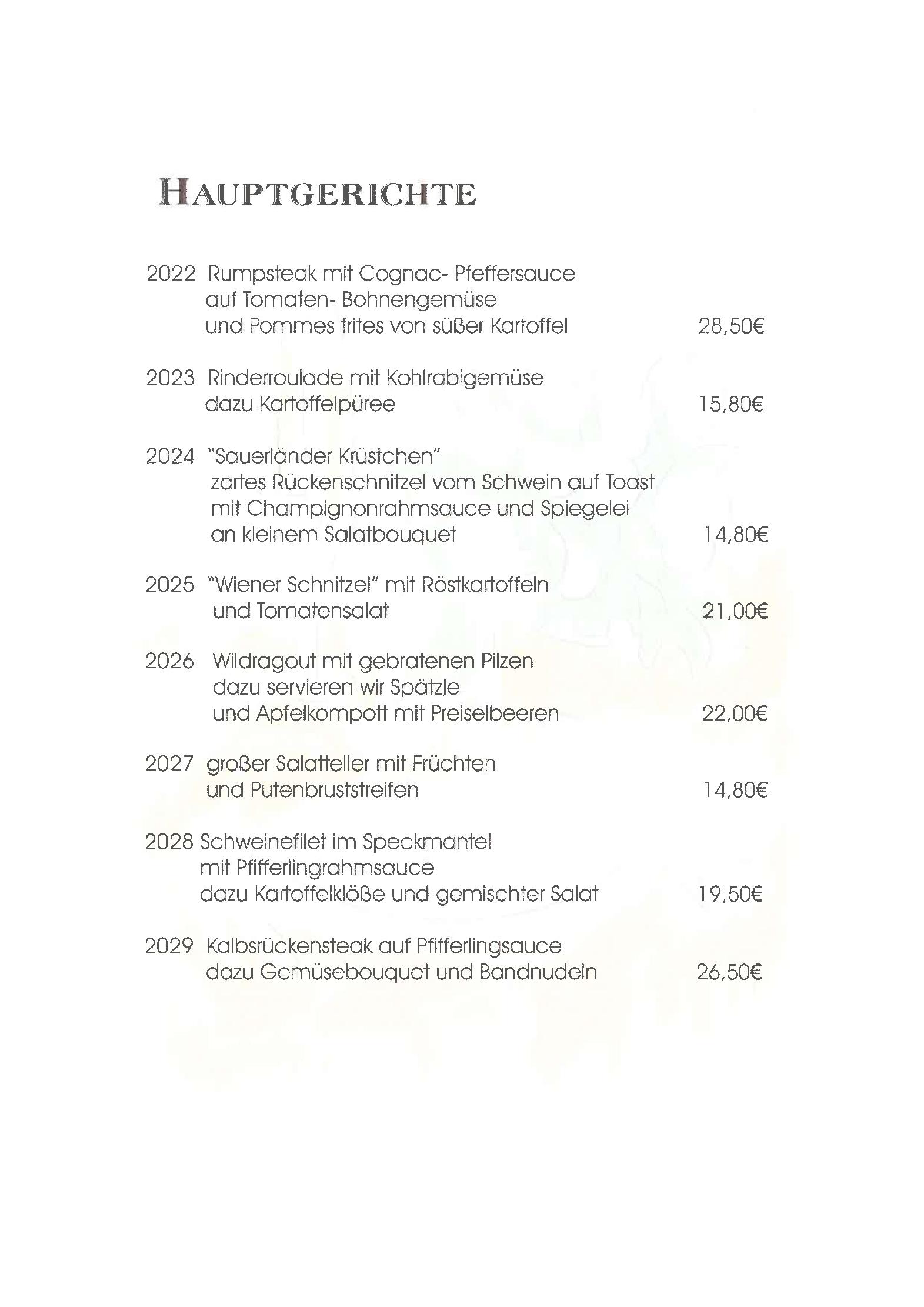 Speisekarte