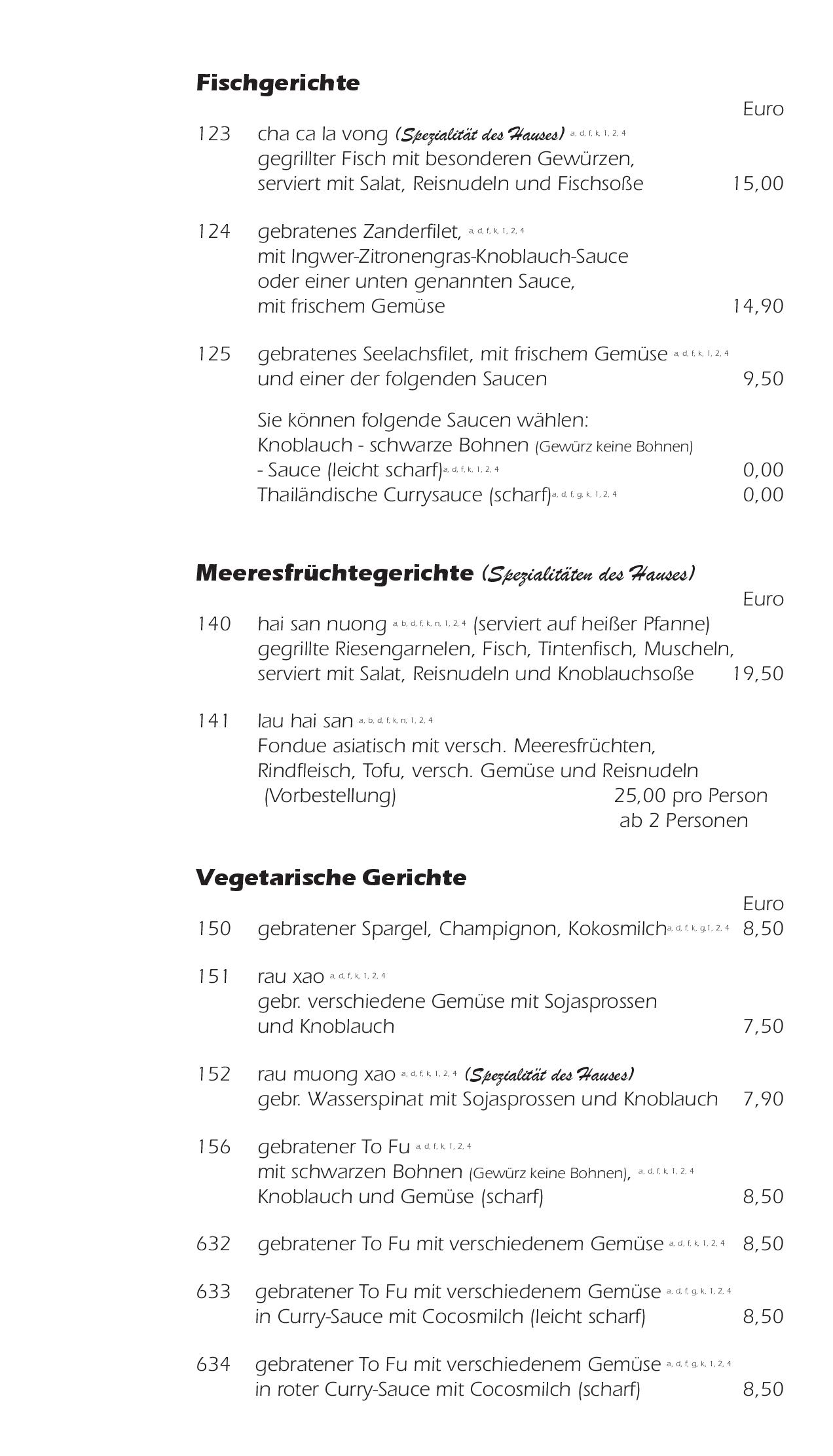 Speisekarte