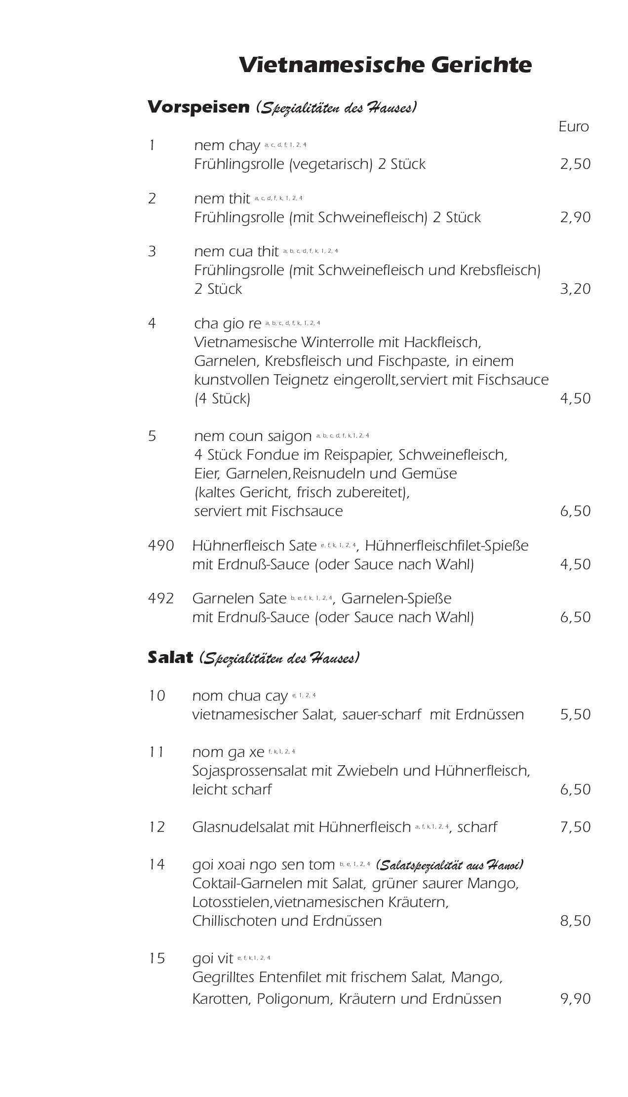Speisekarte