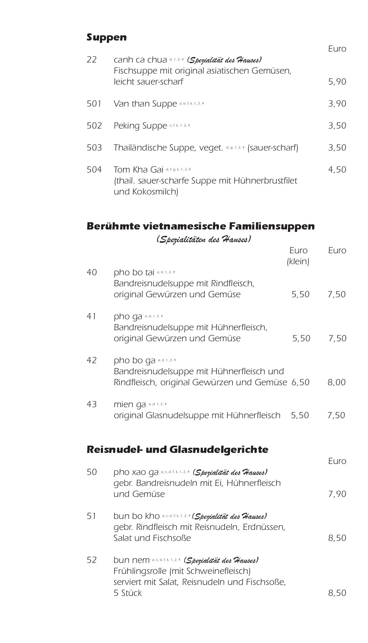 Speisekarte