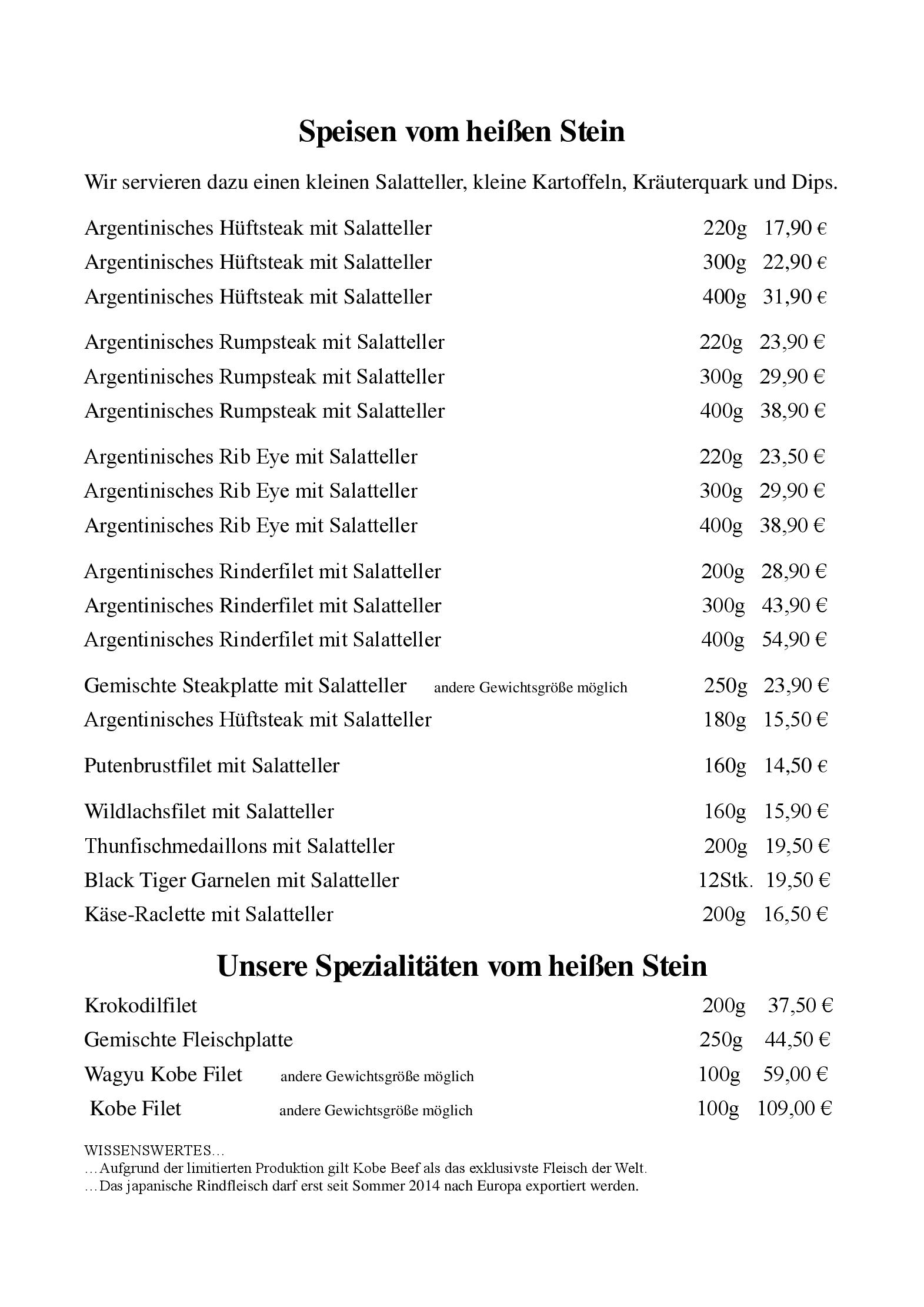 Speisekarte
