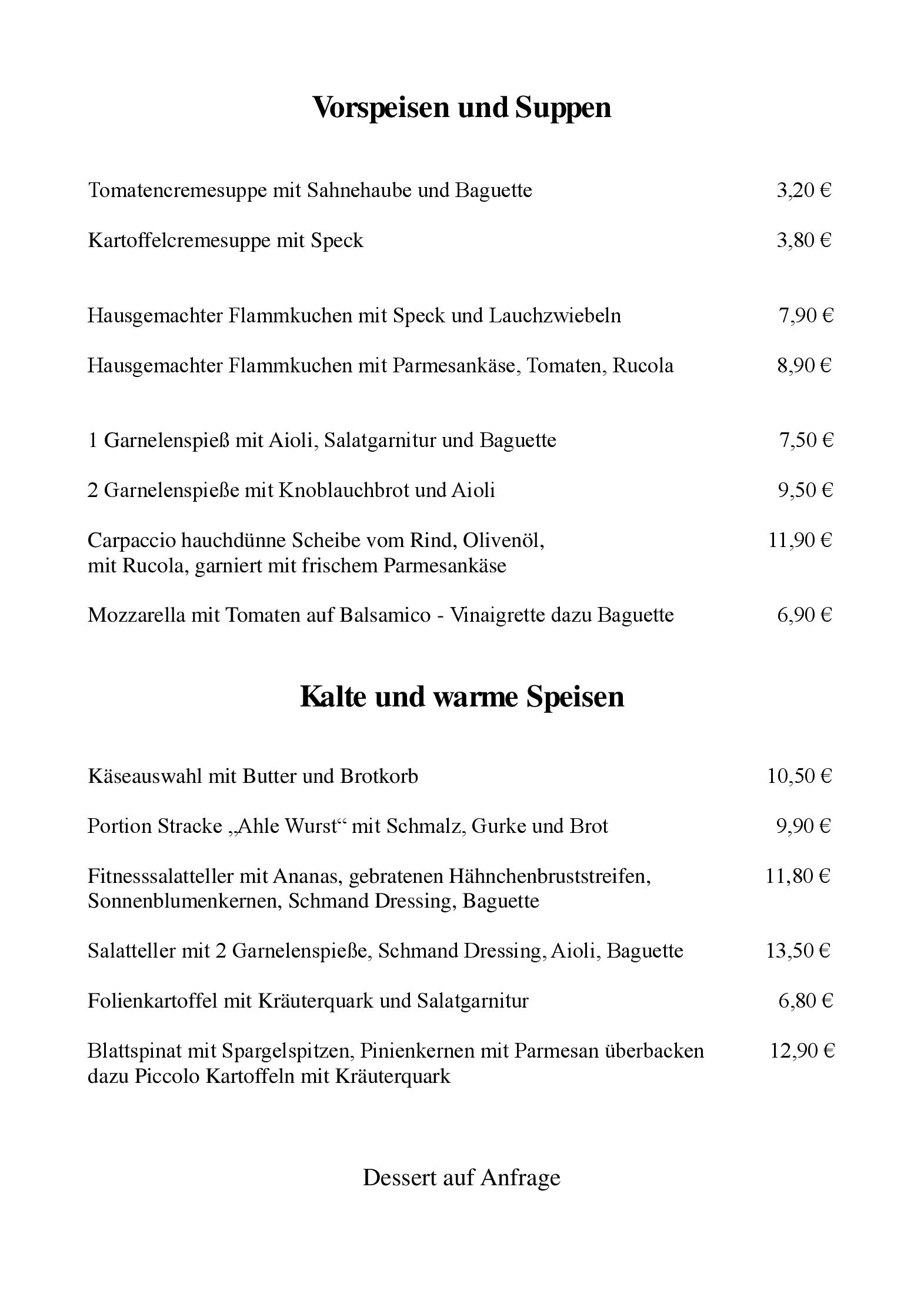 Speisekarte