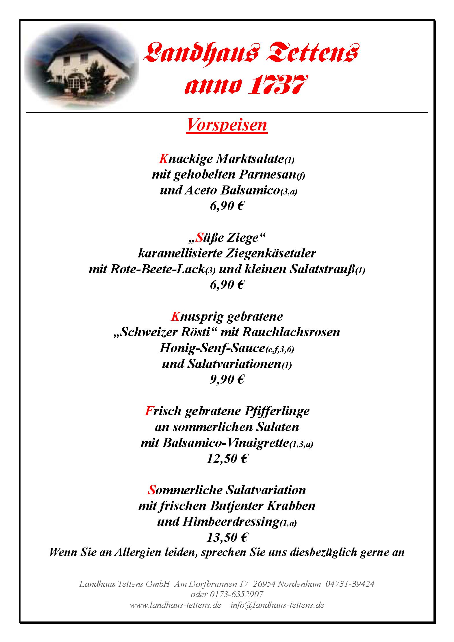 Speisekarte