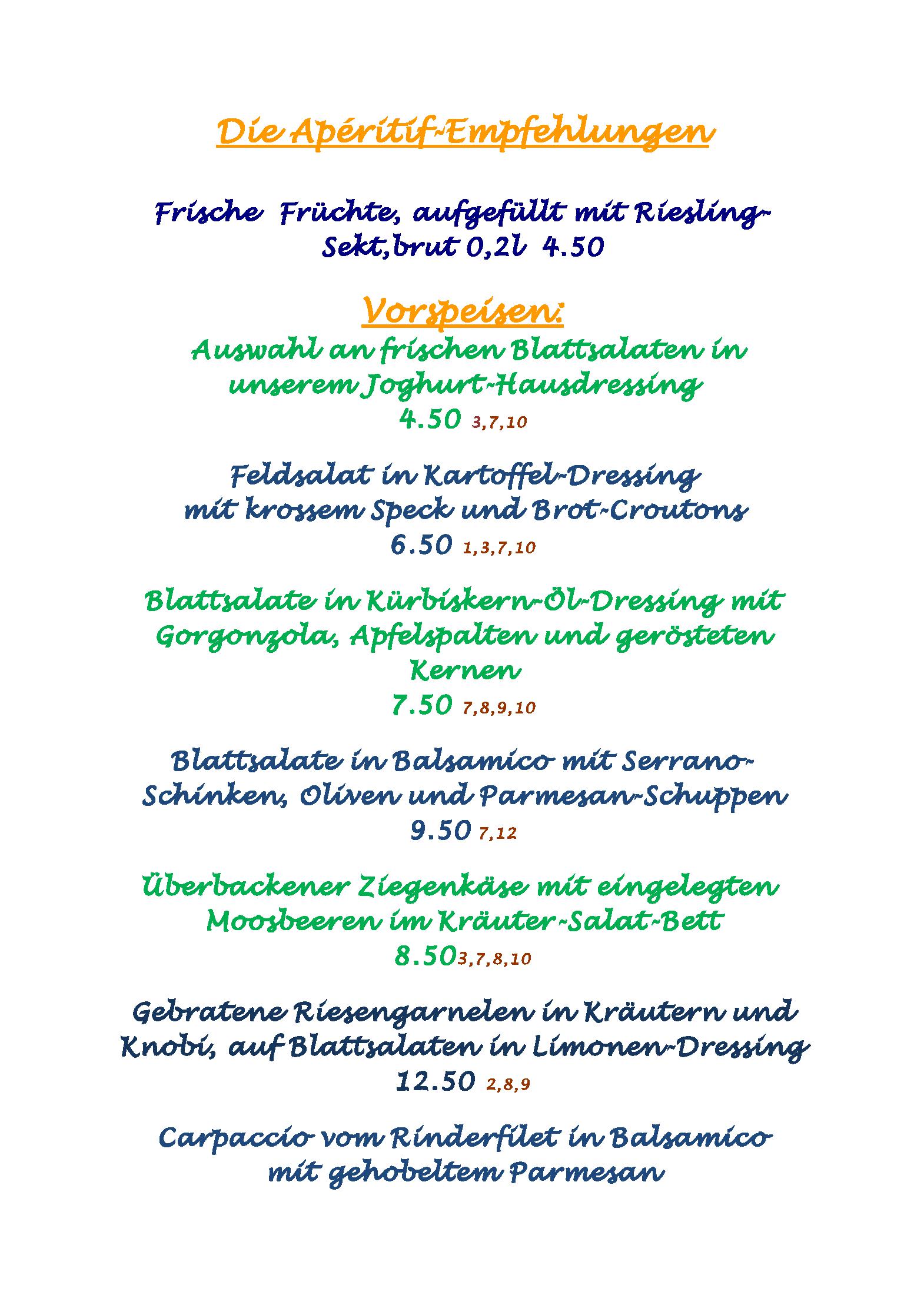 Speisekarte