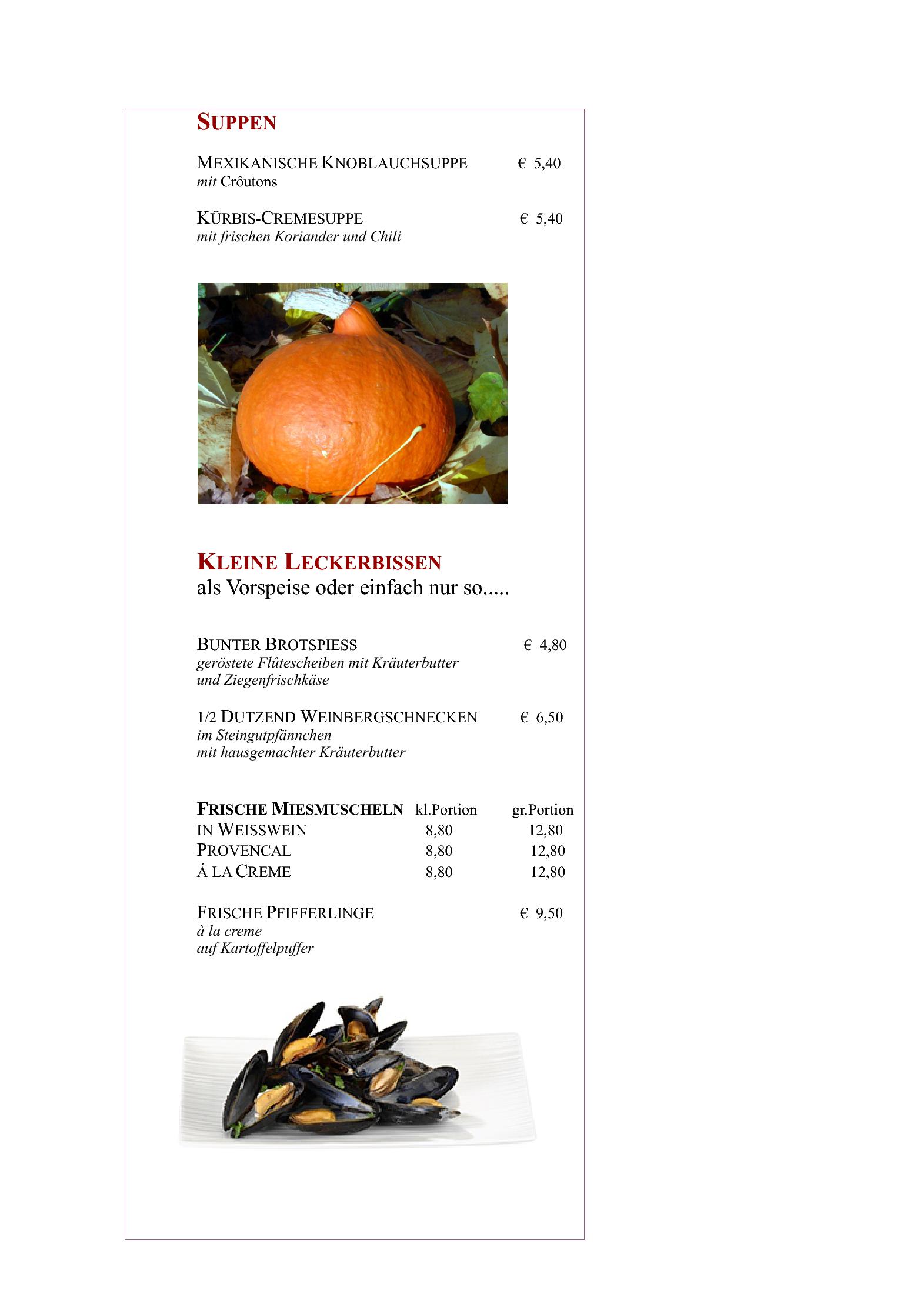 Speisekarte