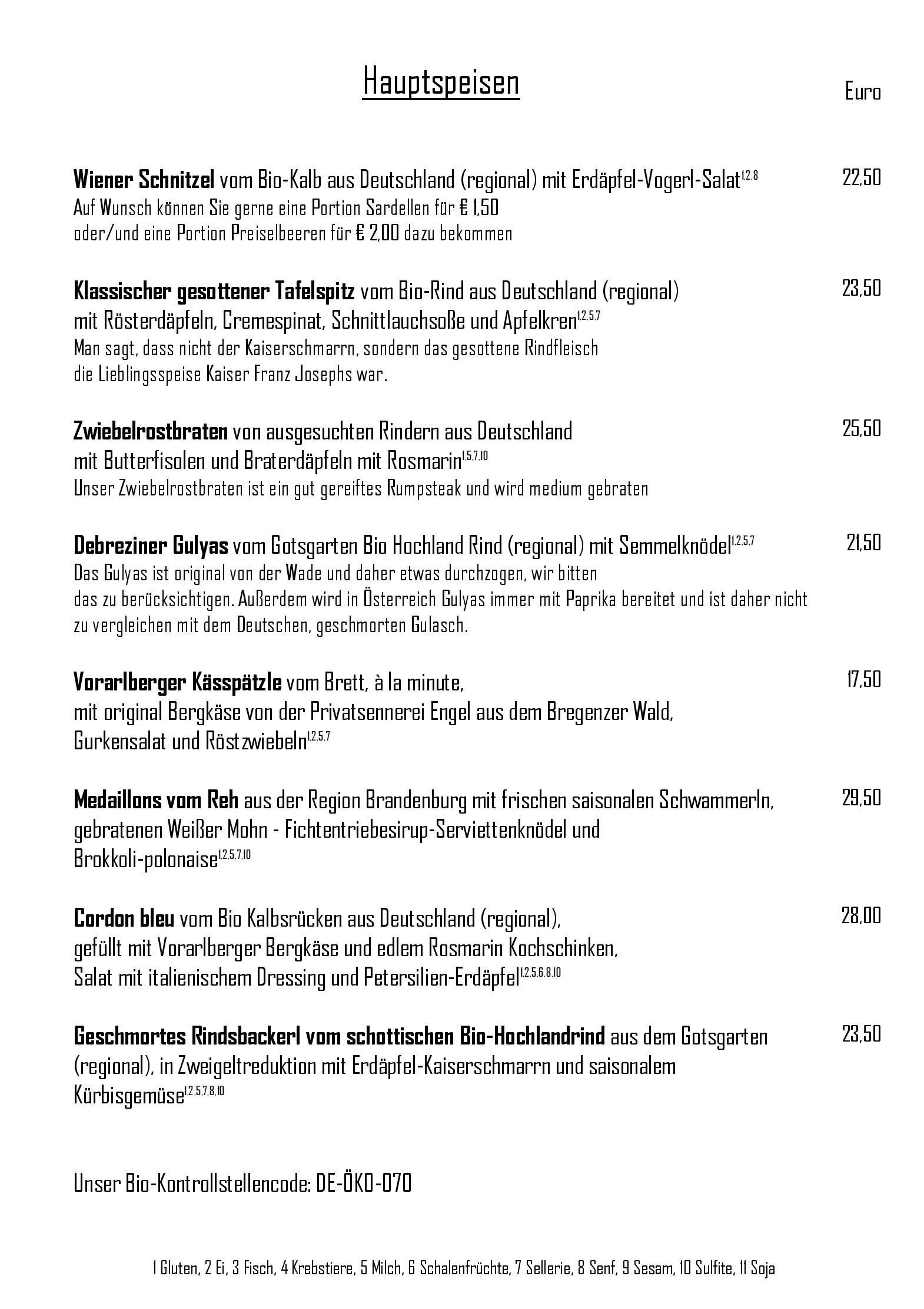 Speisekarte