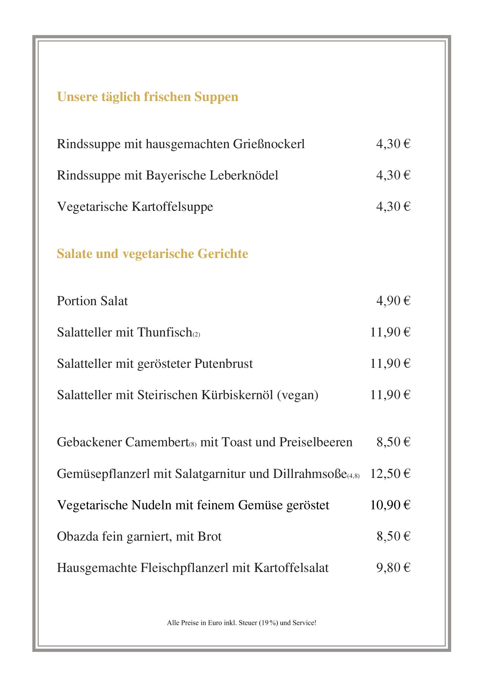Speisekarte