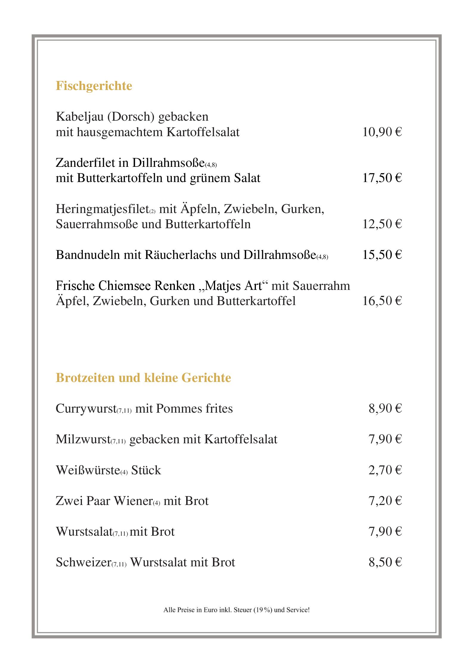 Speisekarte