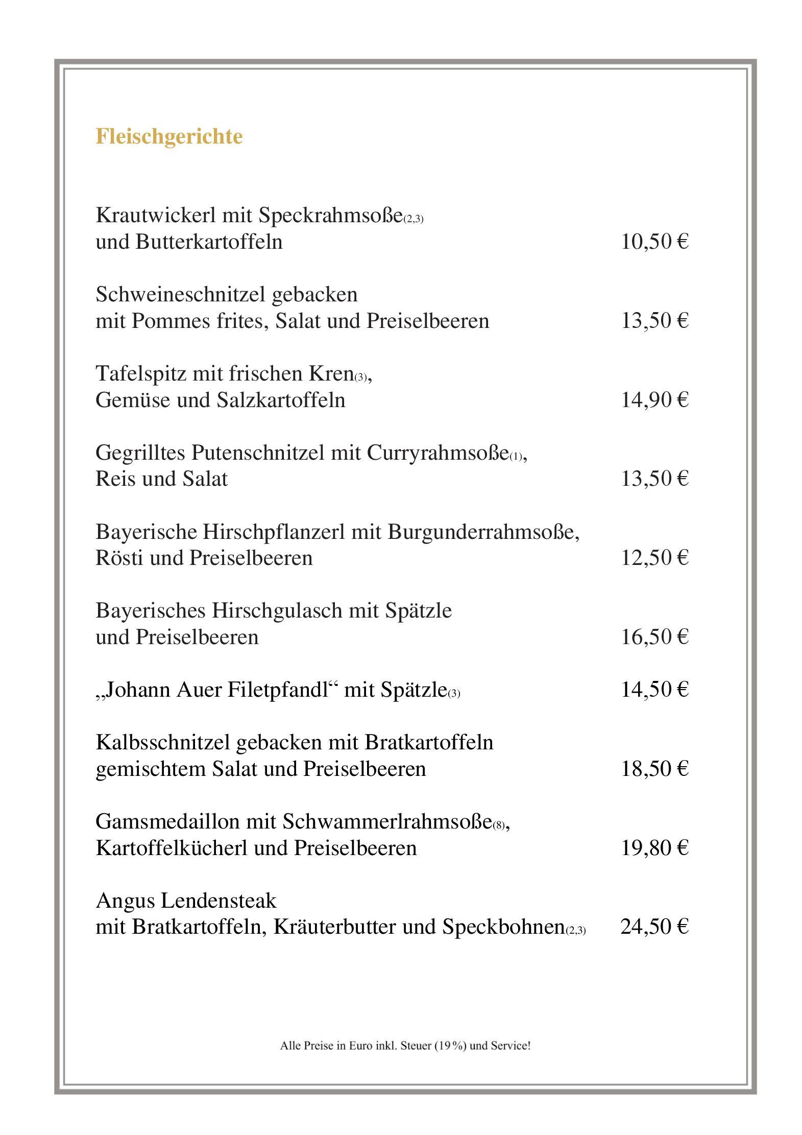 Speisekarte
