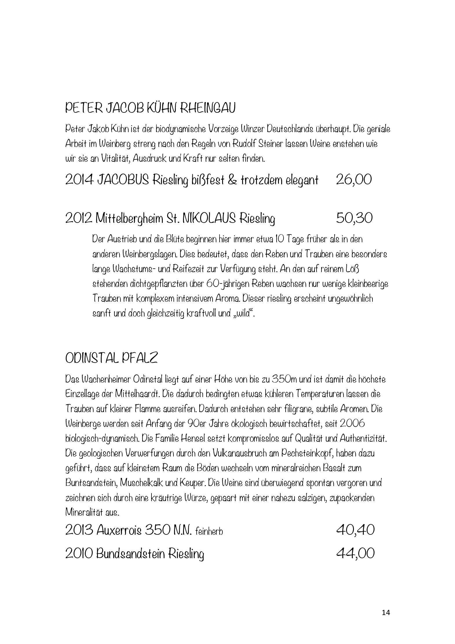 Speisekarte