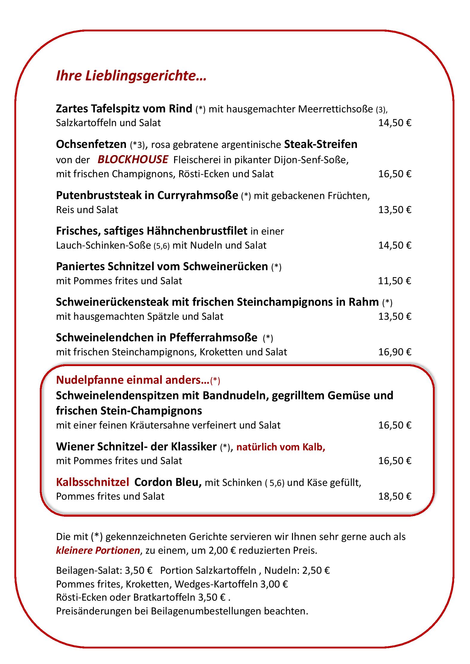 Speisekarte