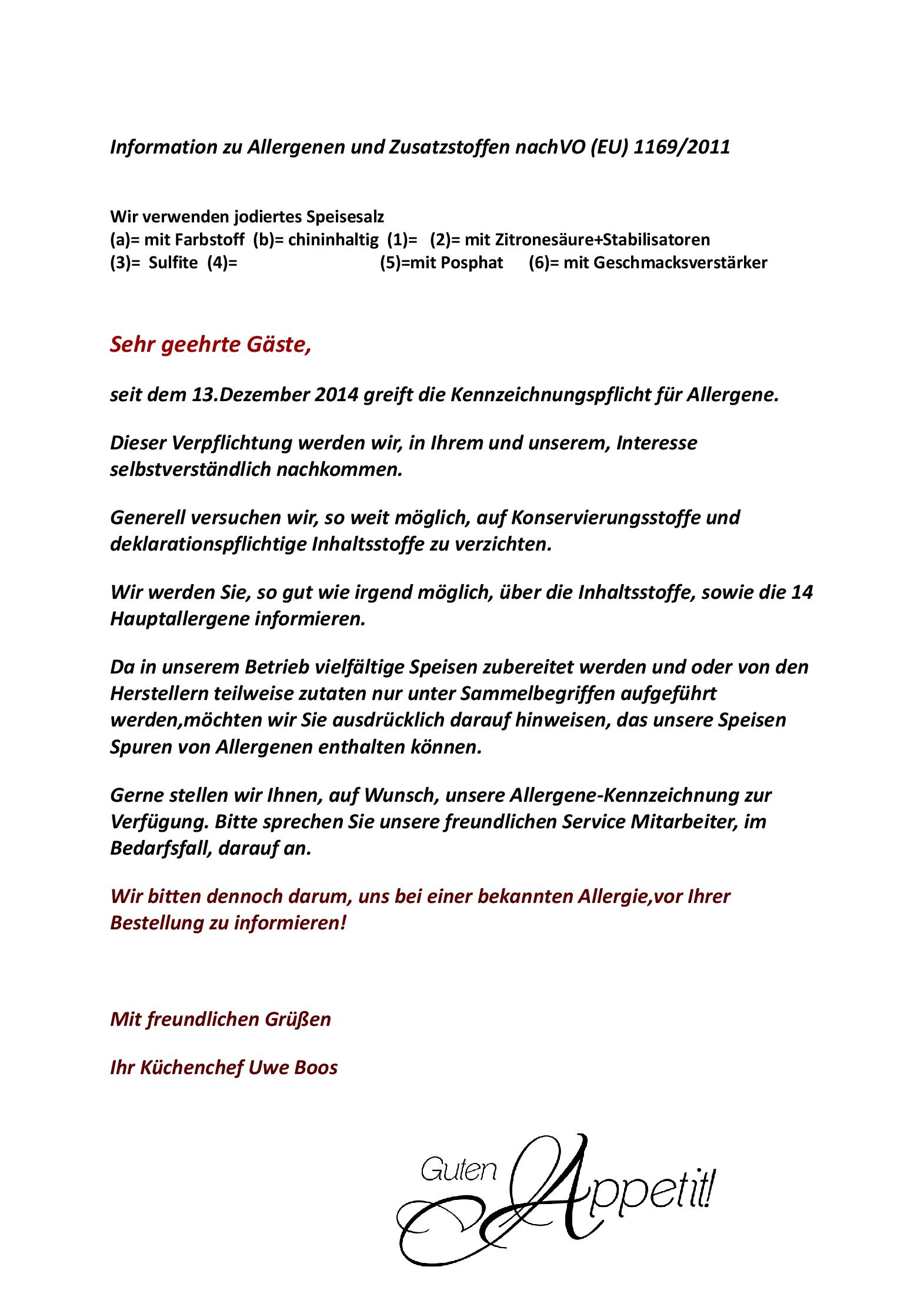 Speisekarte
