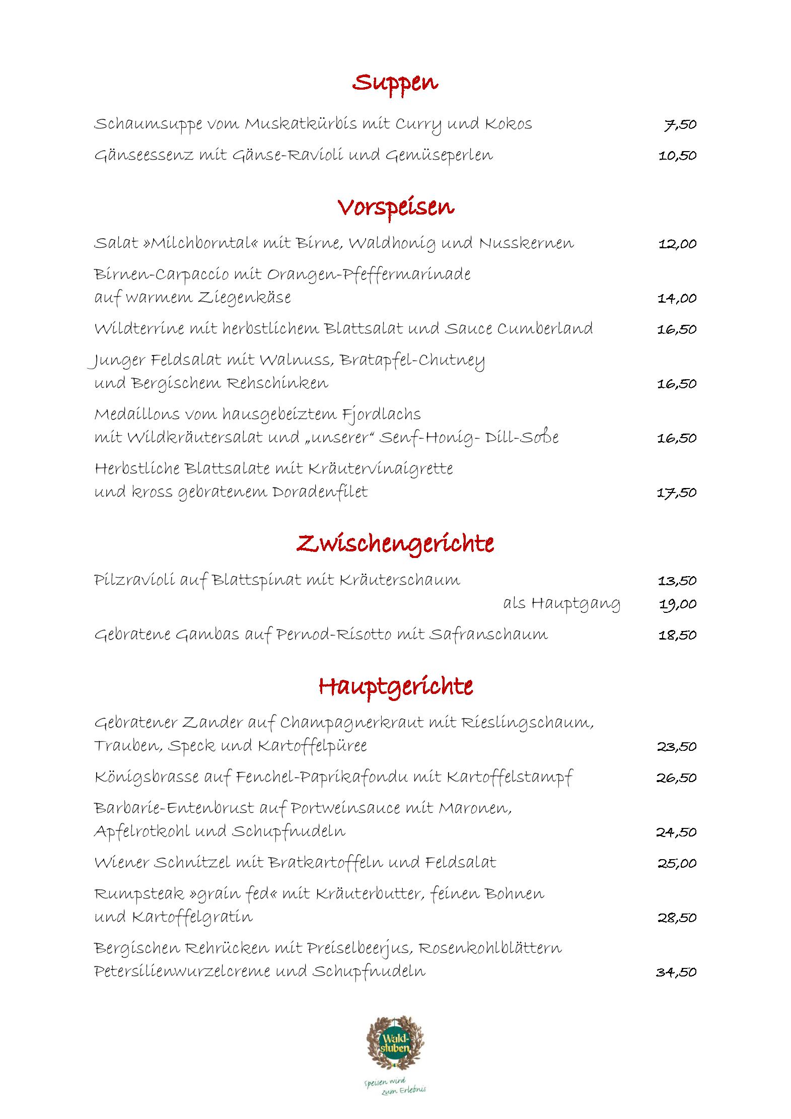 Speisekarte