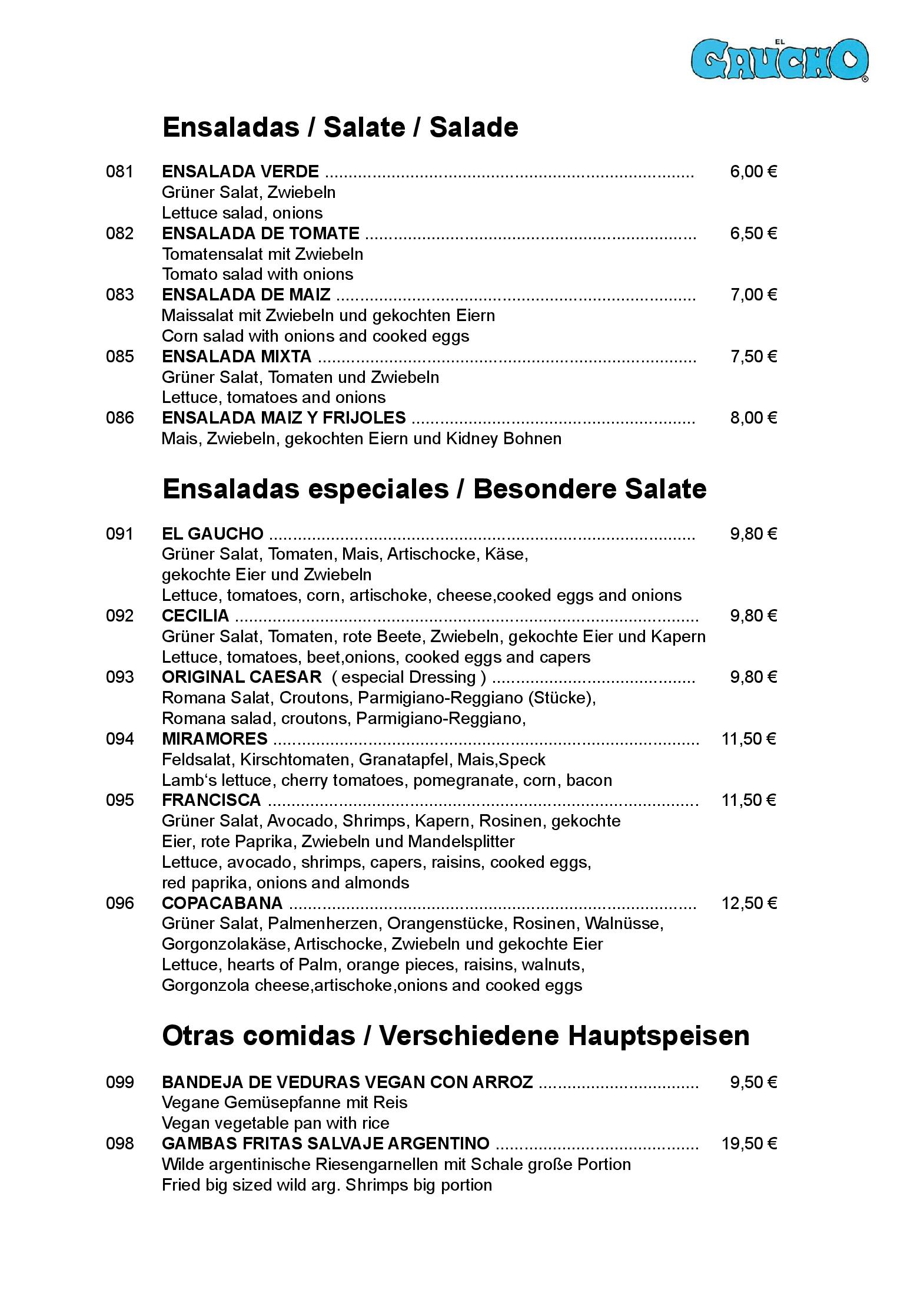 Speisekarte