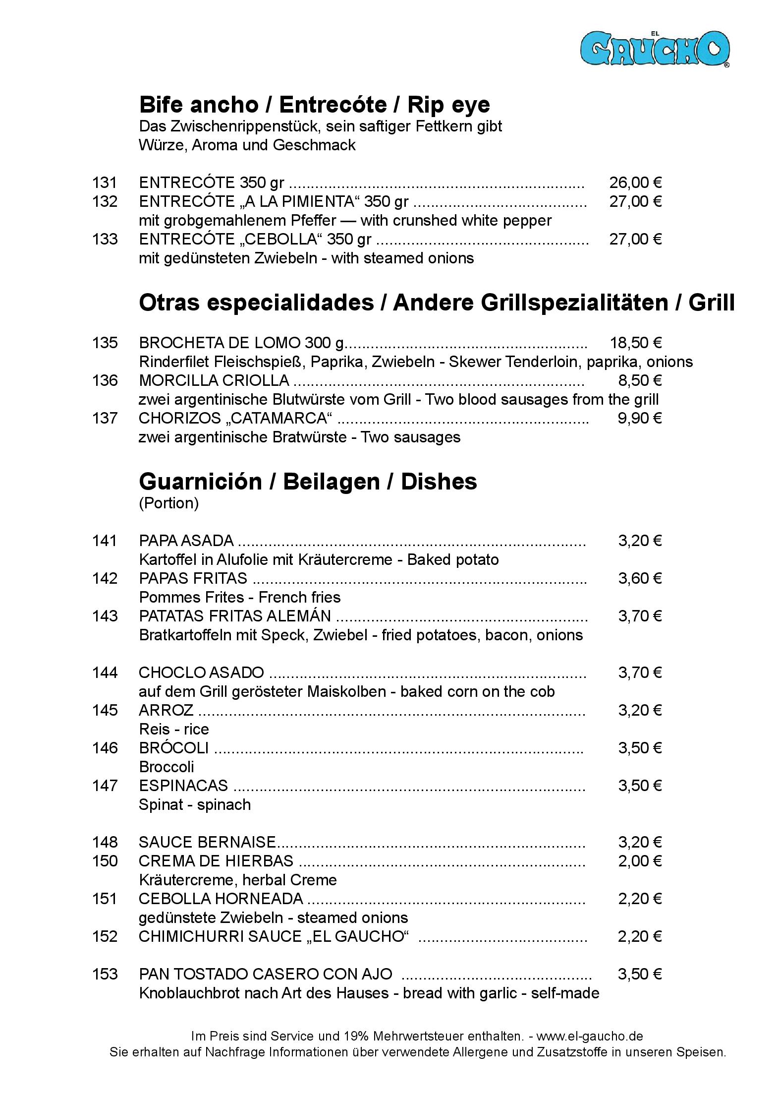 Speisekarte