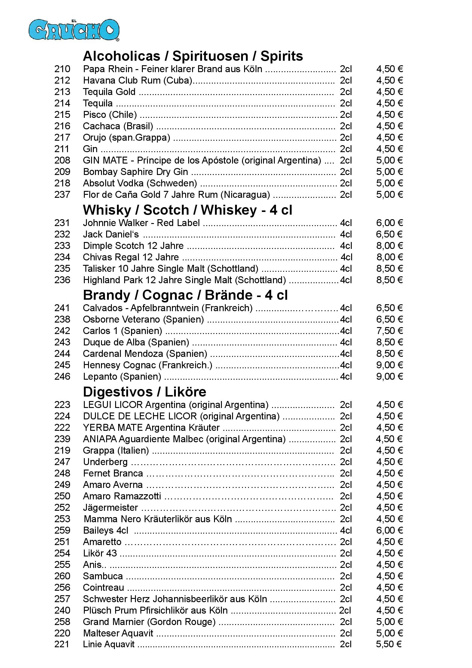 Speisekarte