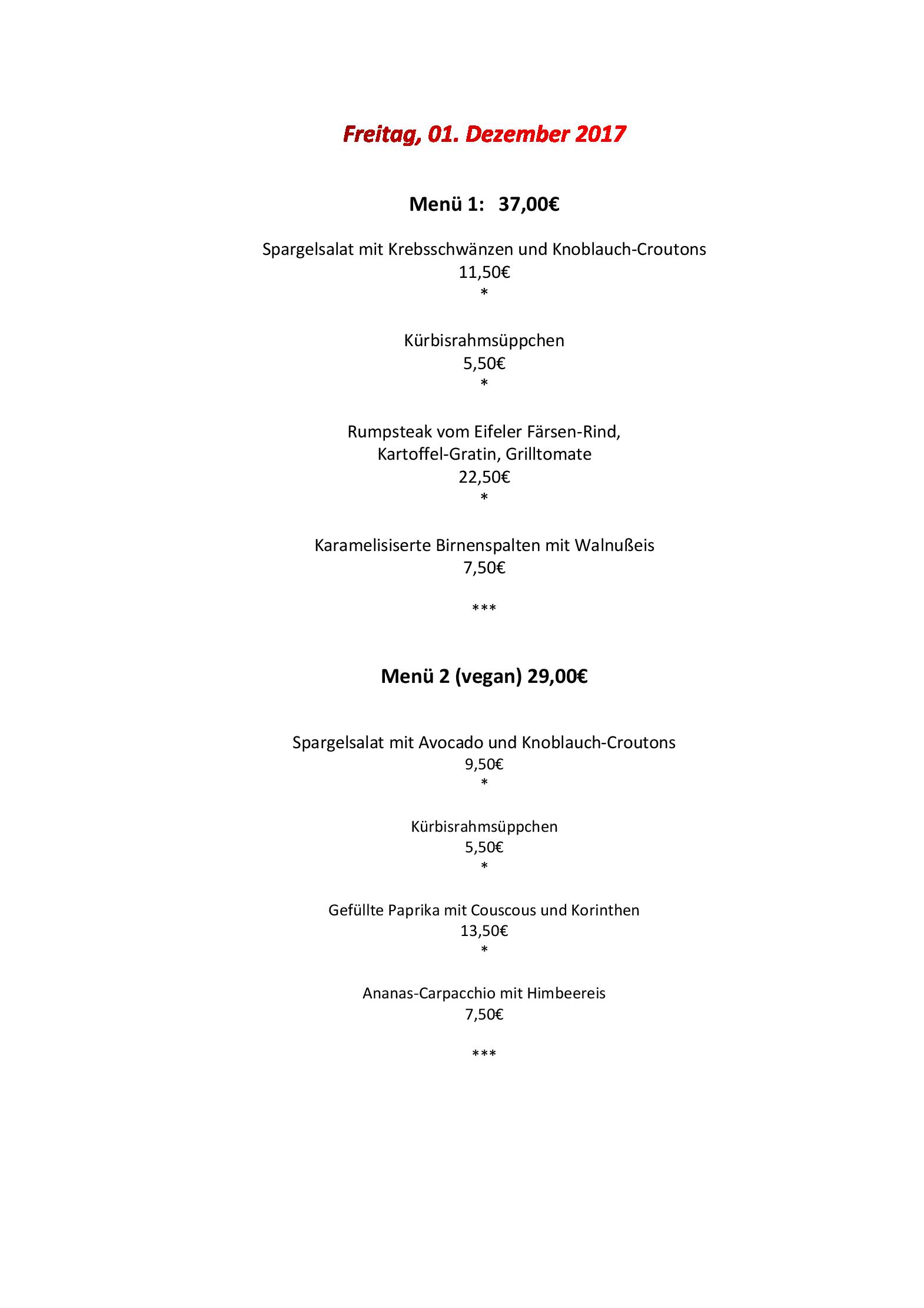 Speisekarte