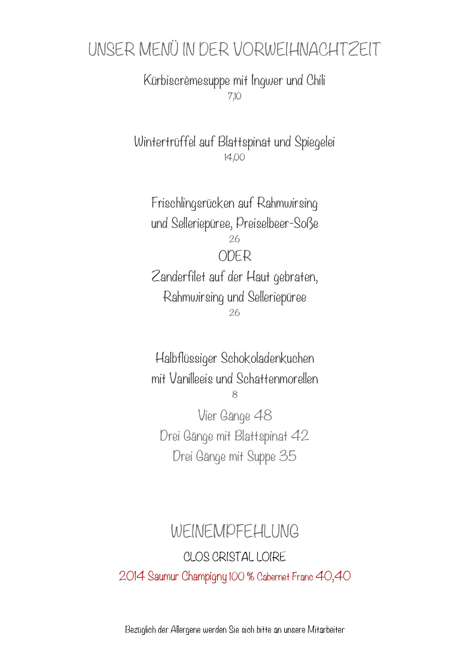 Speisekarte