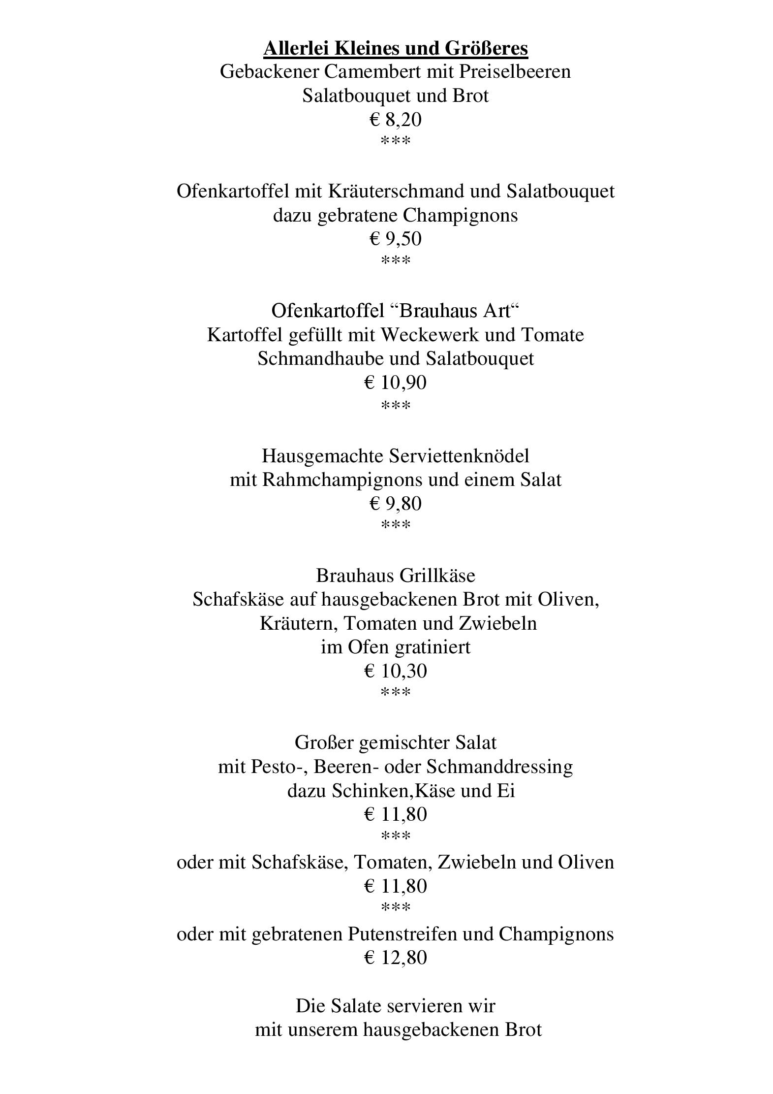 Speisekarte