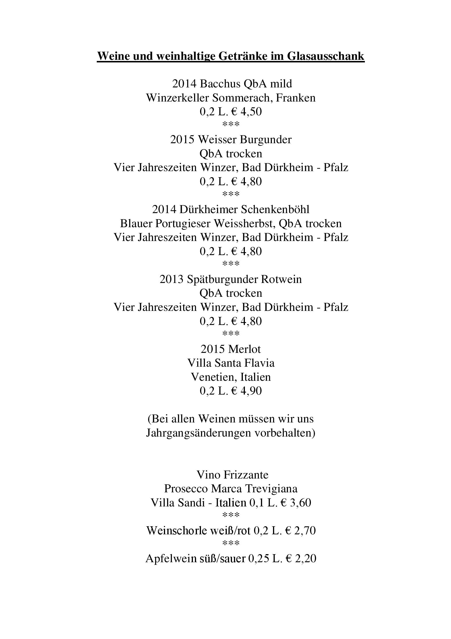 Speisekarte