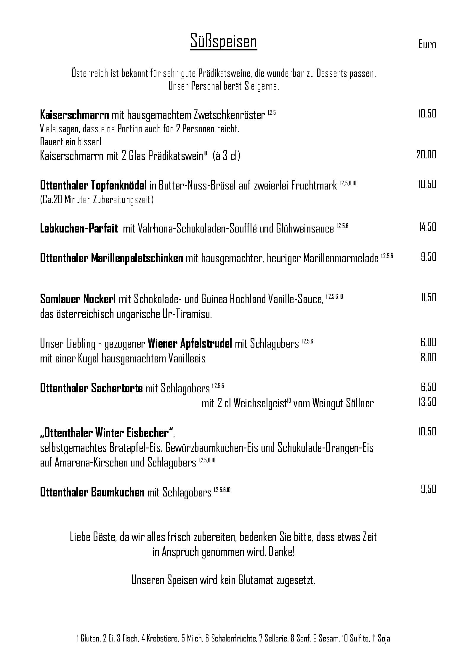 Speisekarte