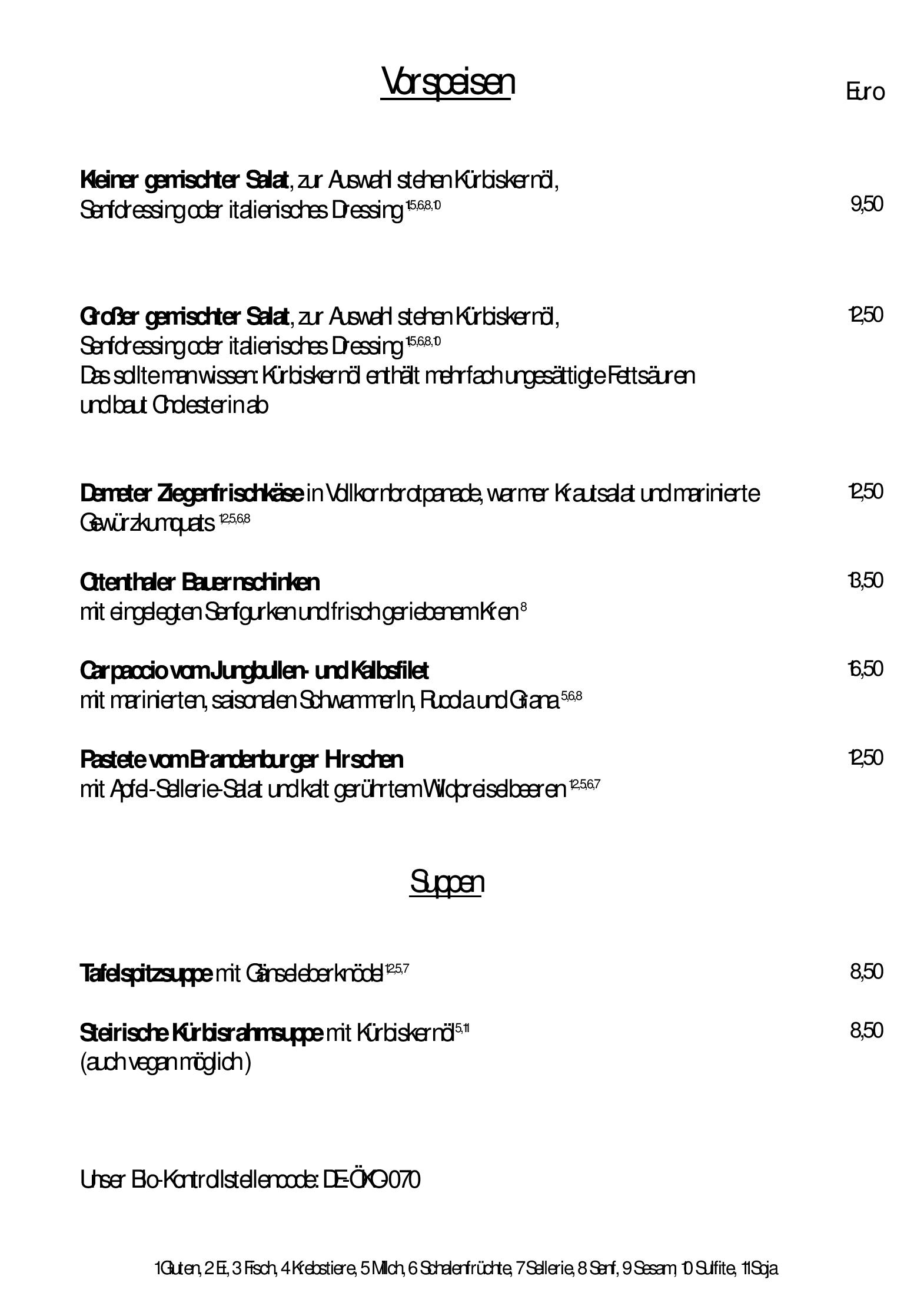 Speisekarte