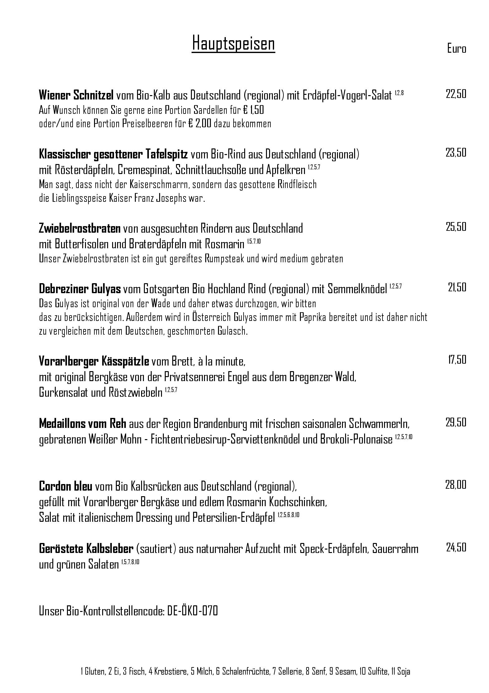 Speisekarte