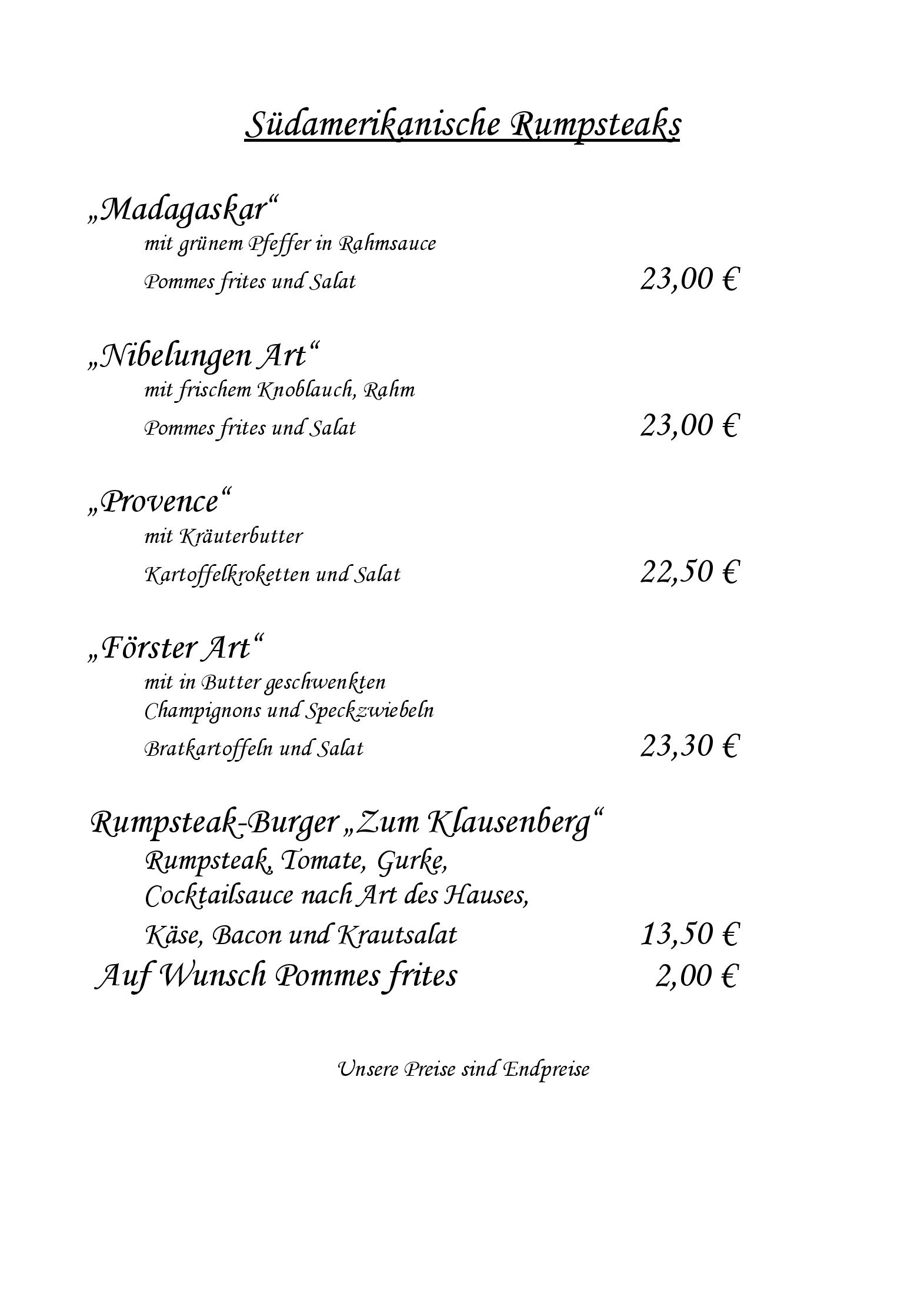 Speisekarte