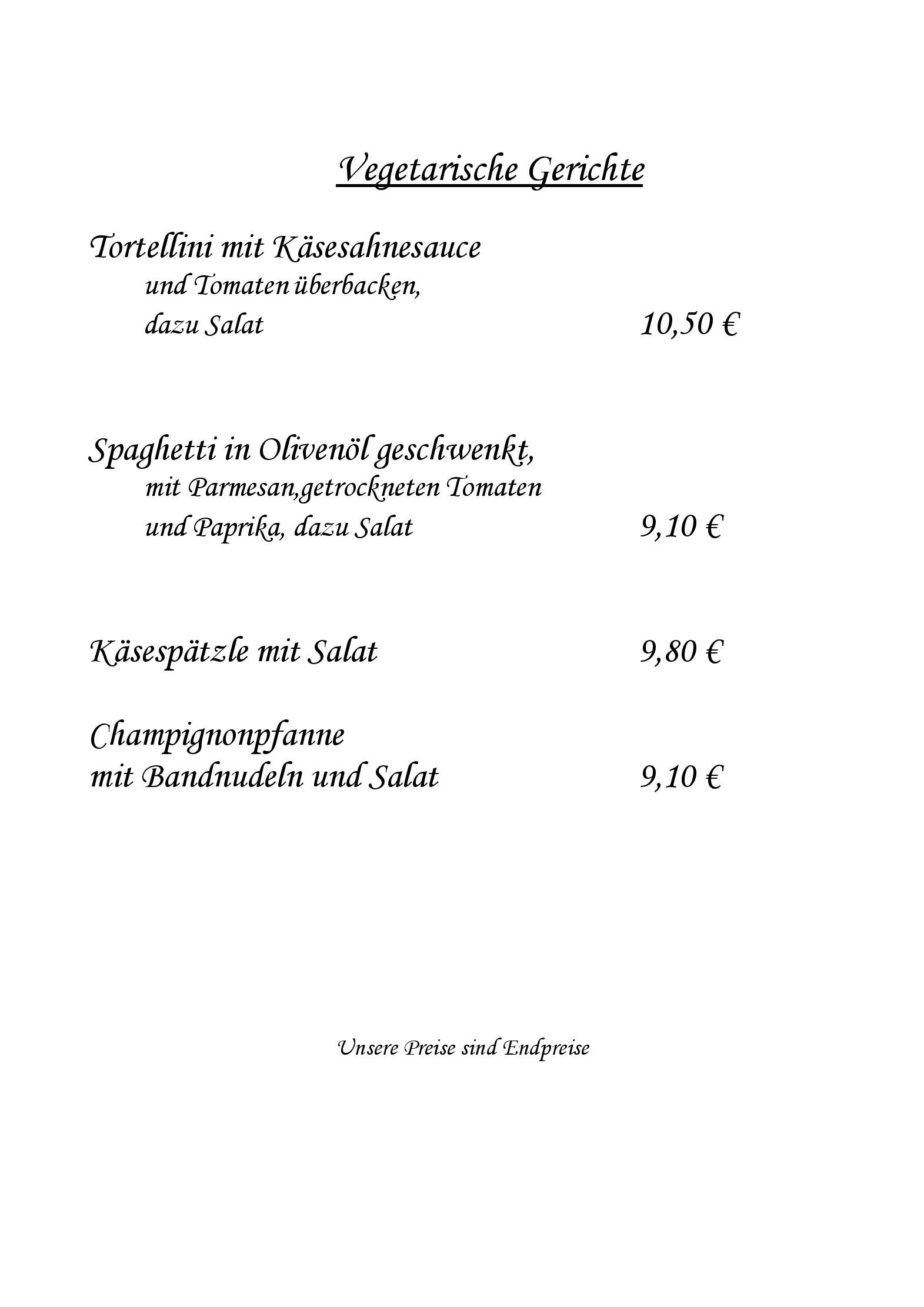 Speisekarte