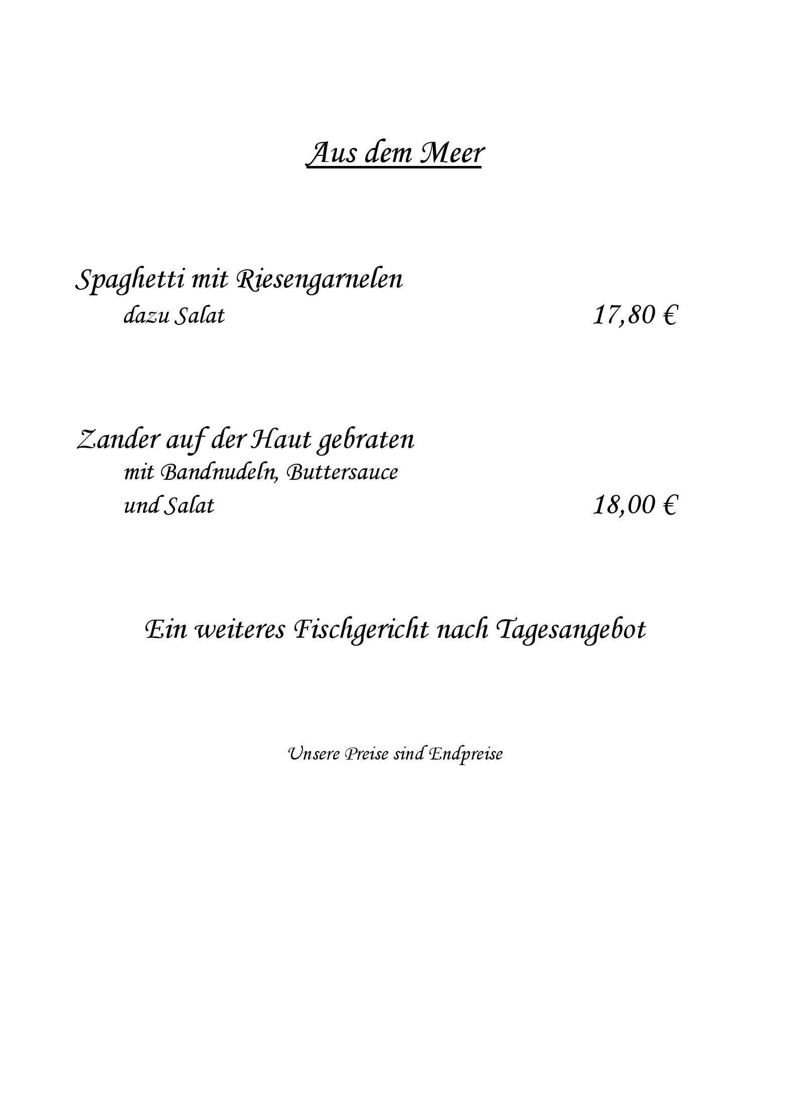 Speisekarte