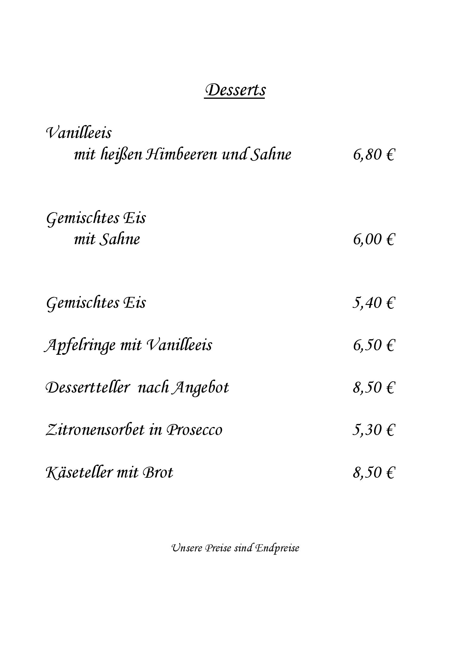 Speisekarte