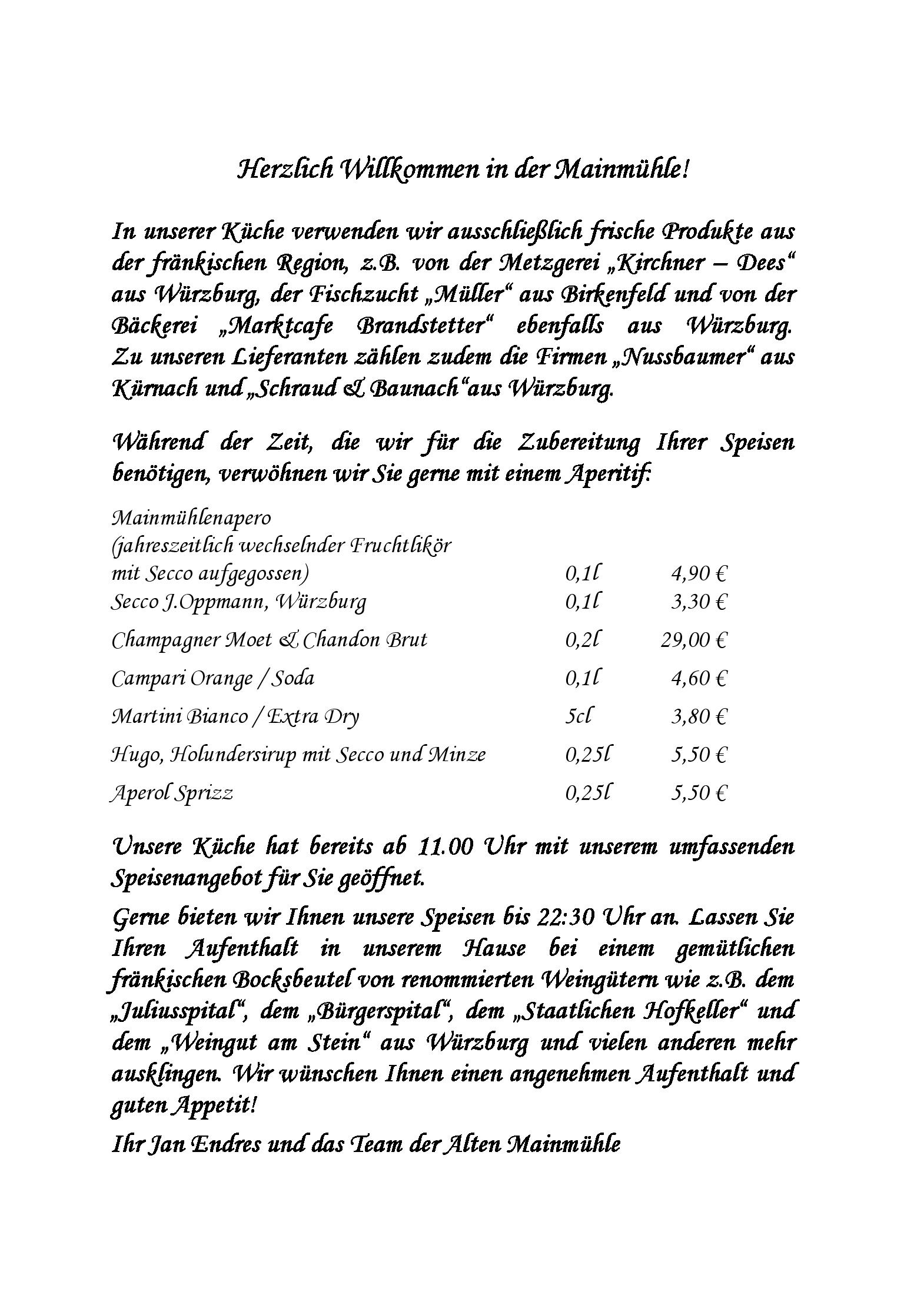 Speisekarte