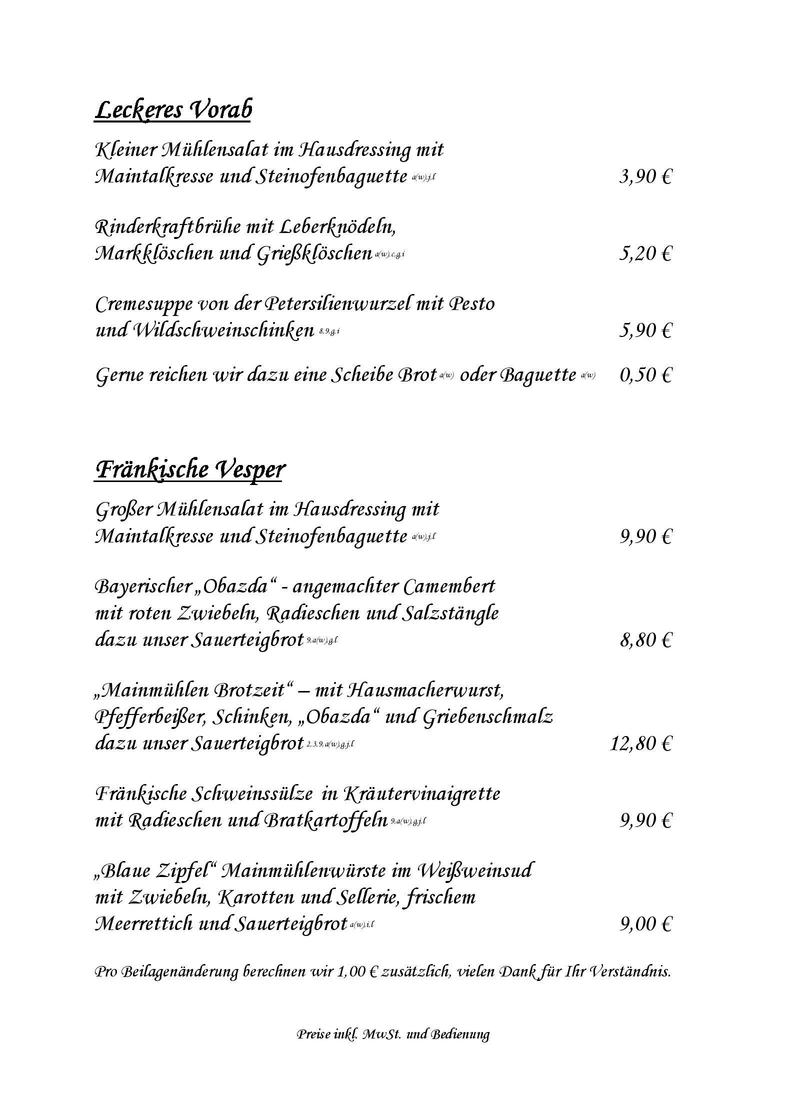 Speisekarte