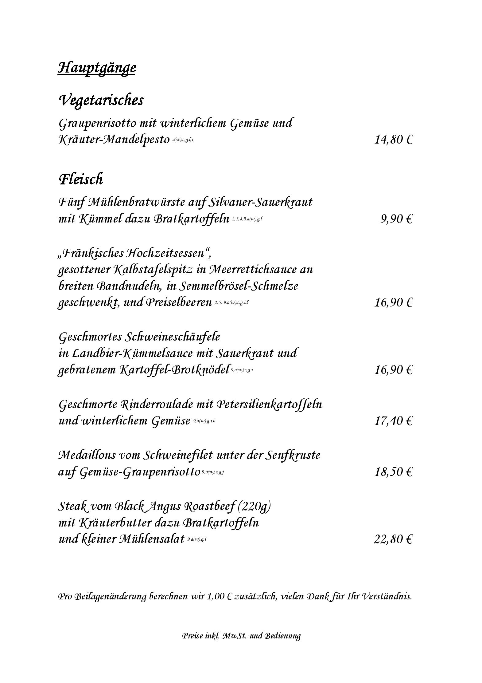 Speisekarte
