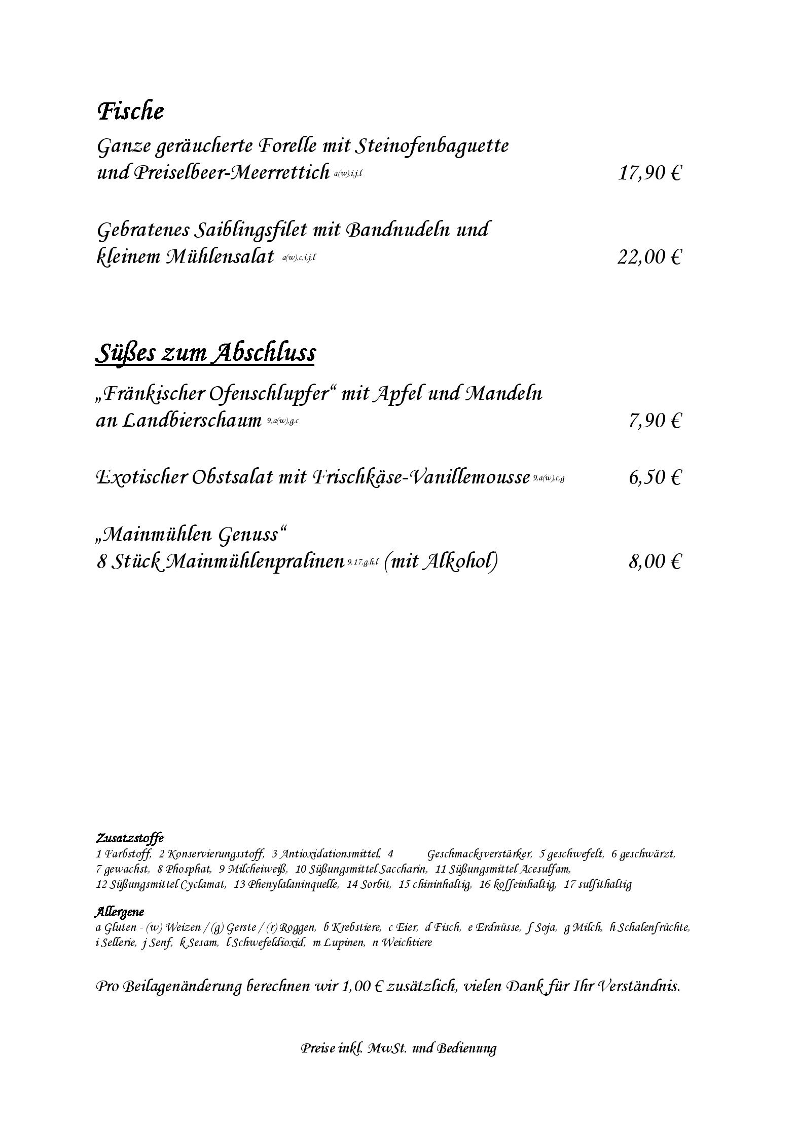Speisekarte