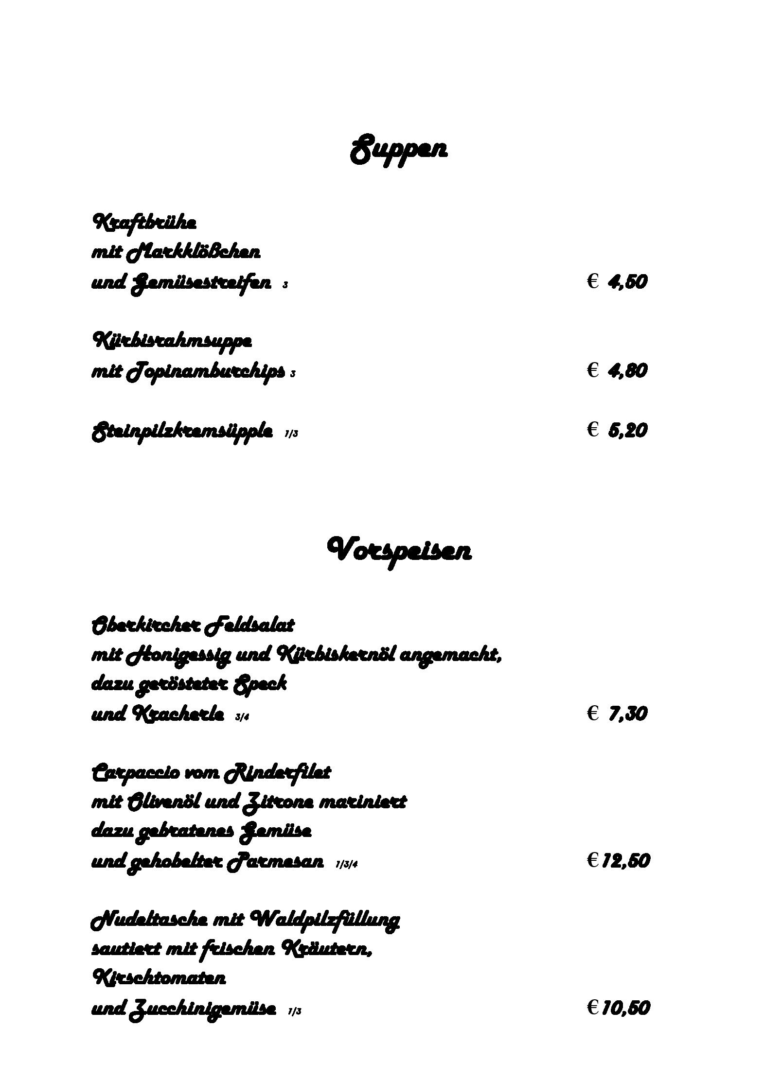 Speisekarte