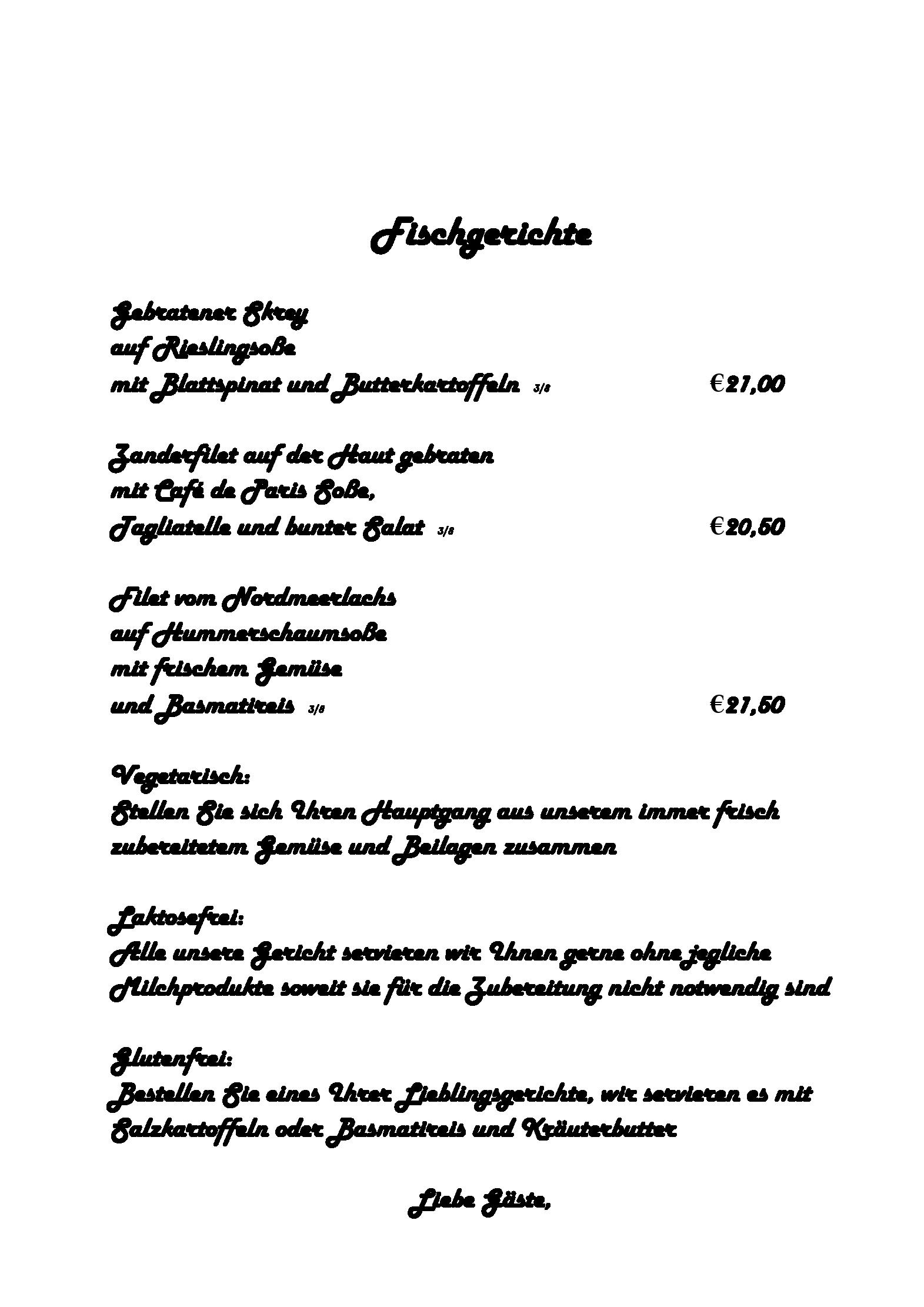 Speisekarte