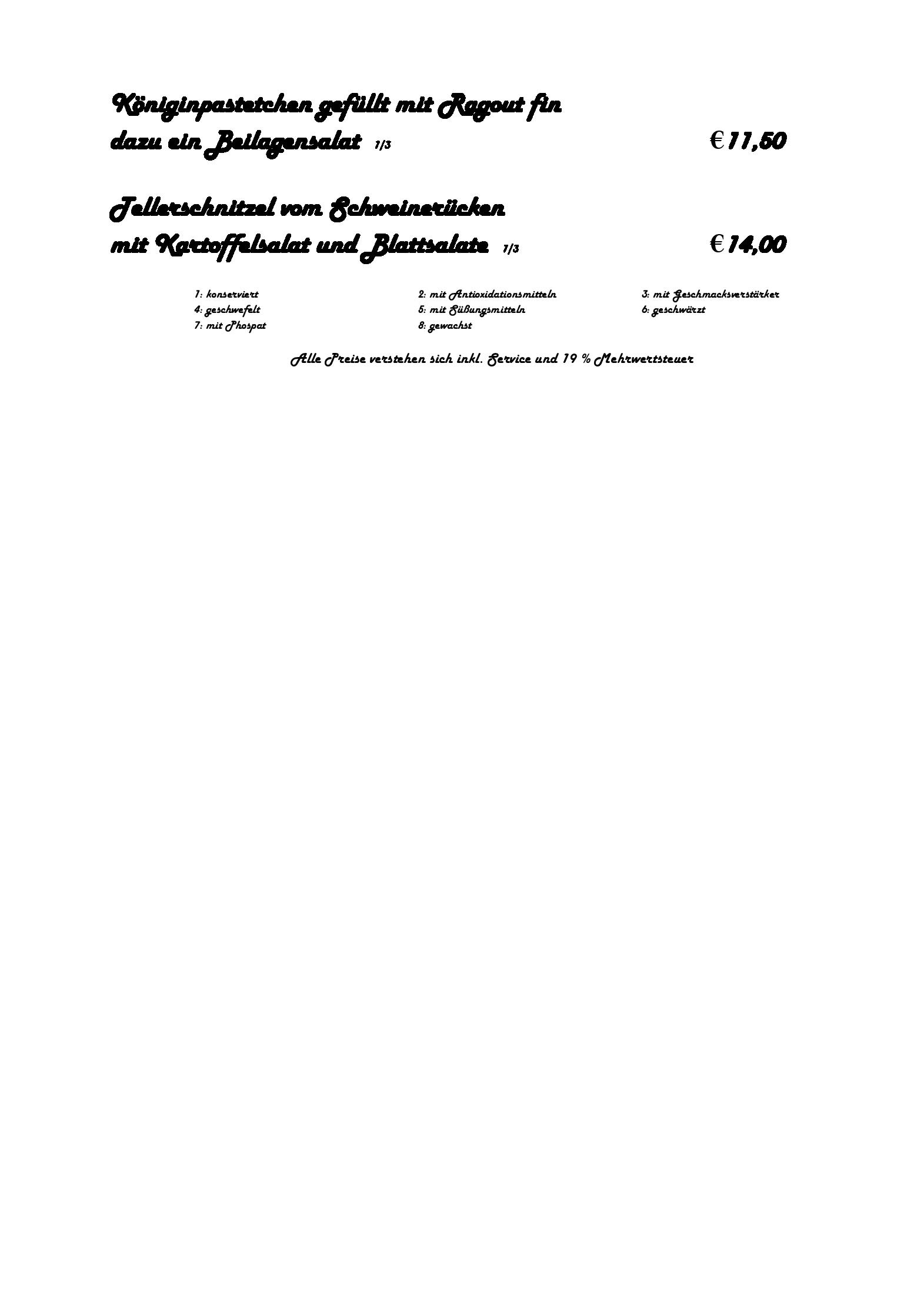 Speisekarte