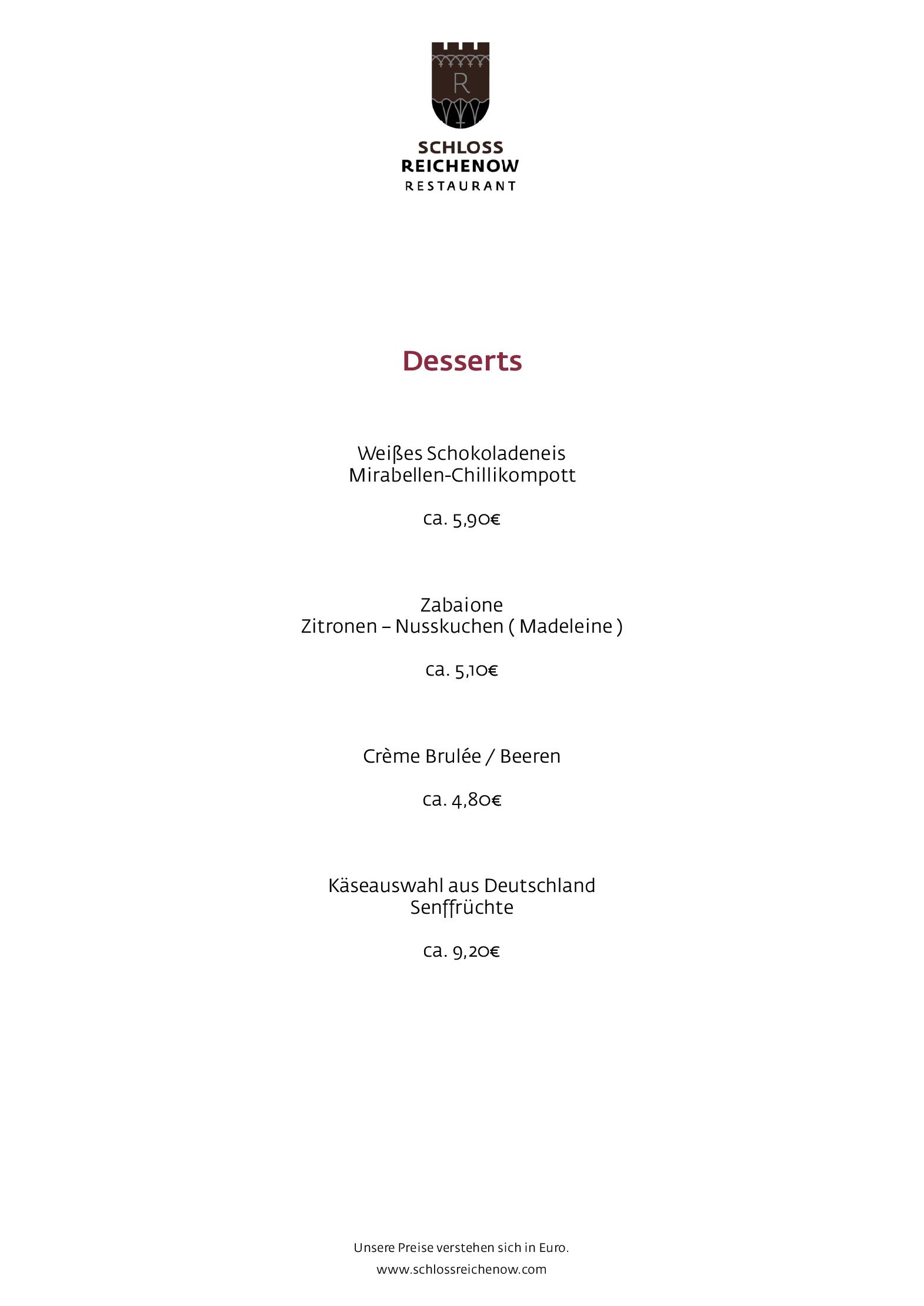 Speisekarte
