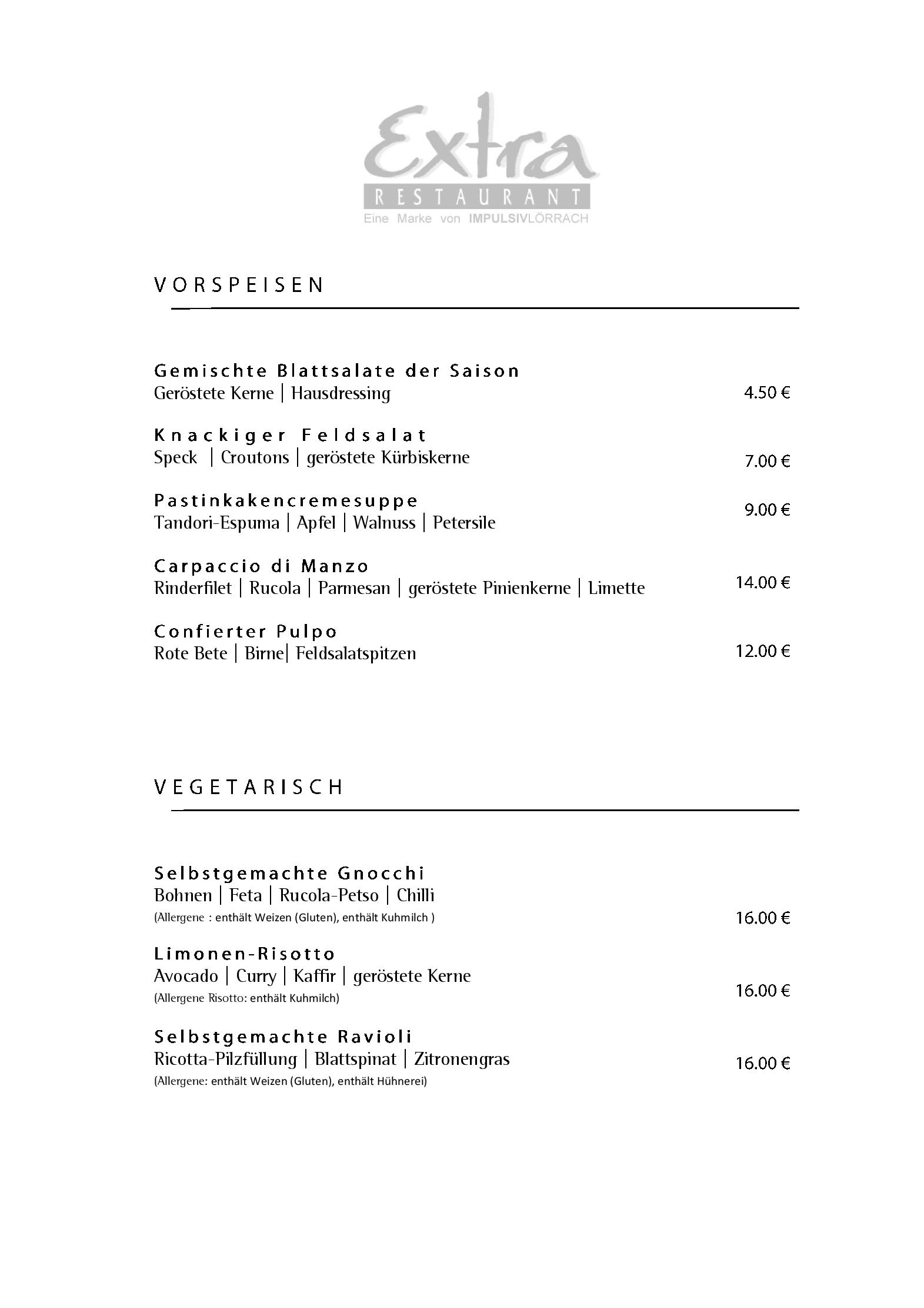 Speisekarte