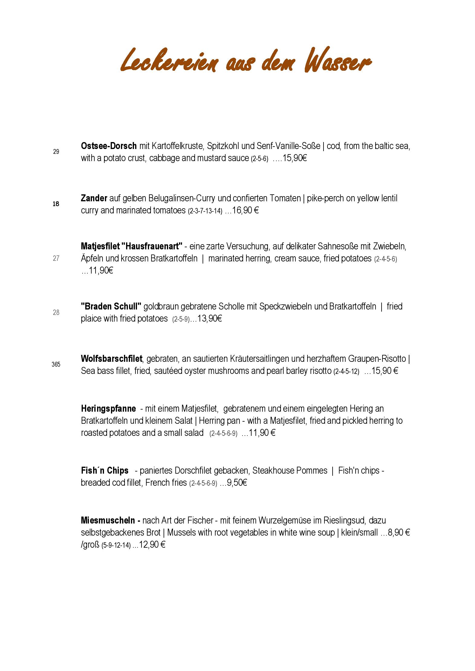 Speisekarte