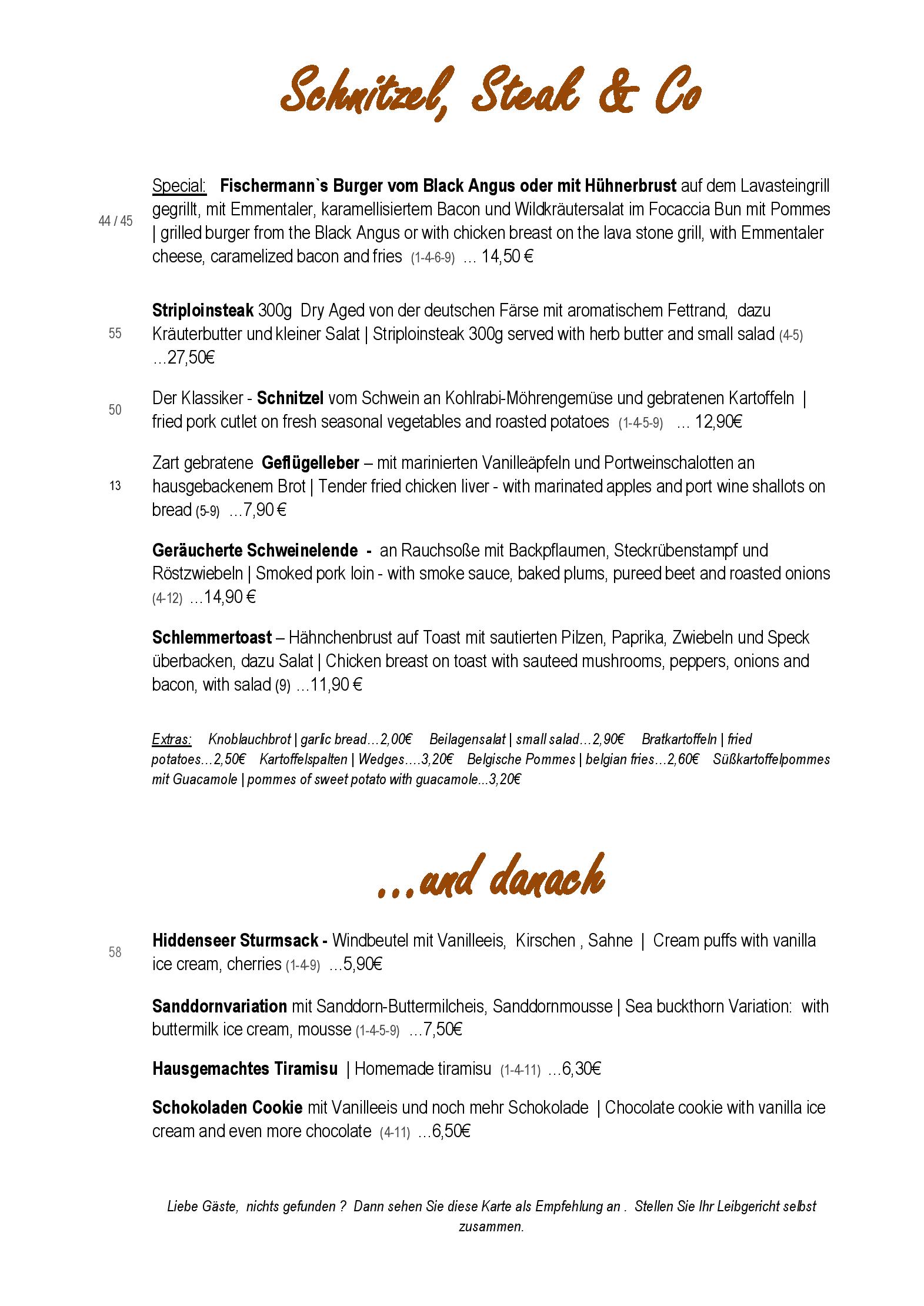 Speisekarte