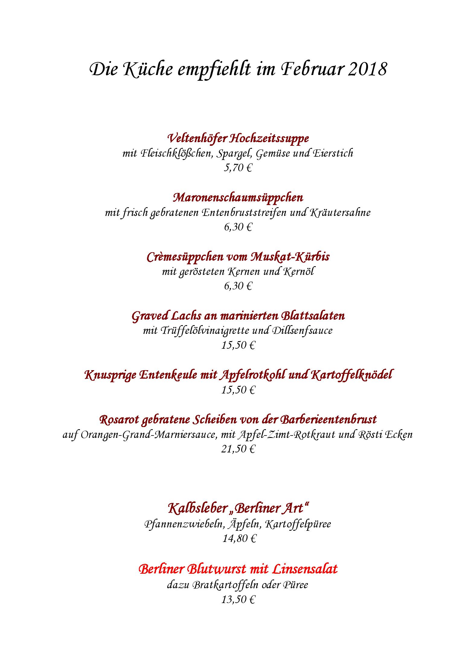 Speisekarte