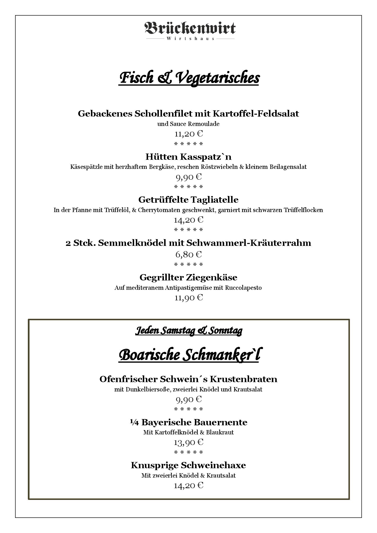 Speisekarte