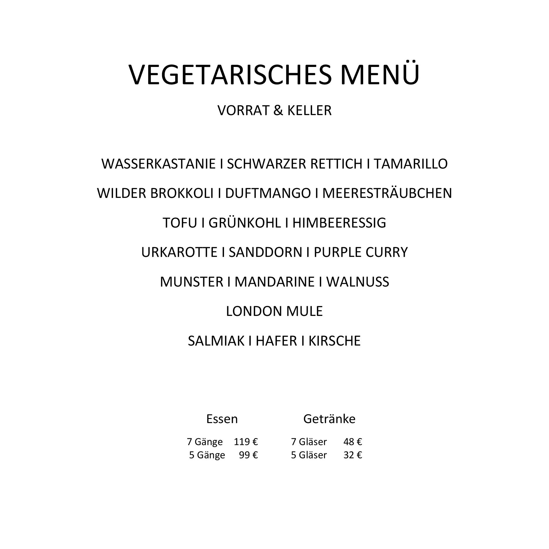 Vegetarisches Menü