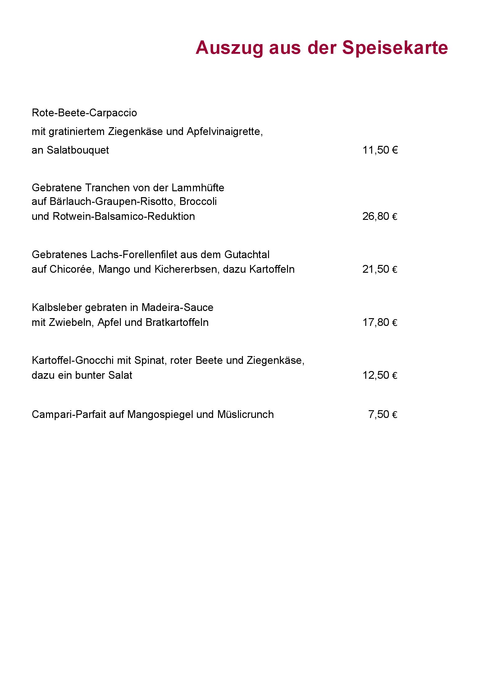 Speisekarte