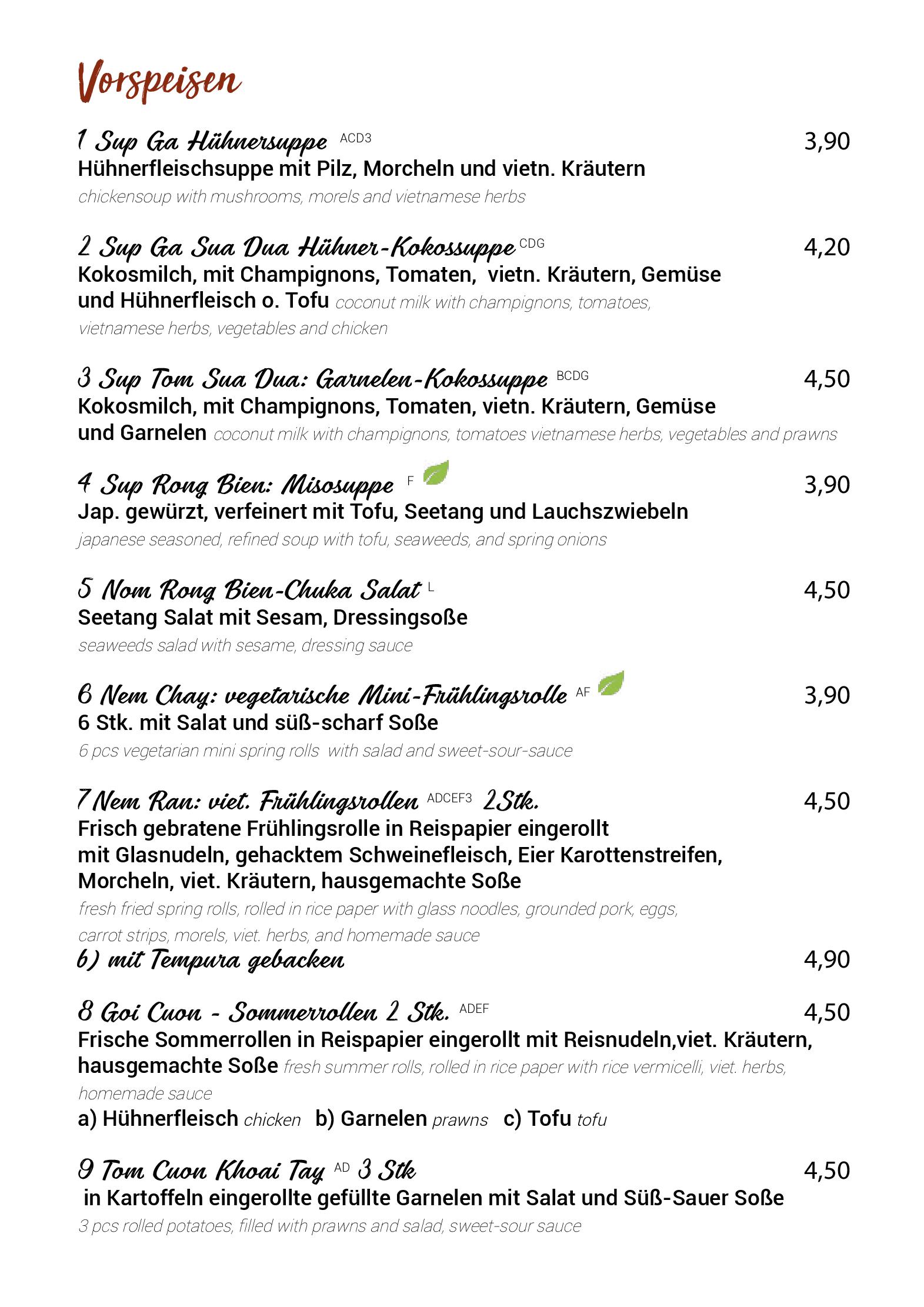 Speisekarte