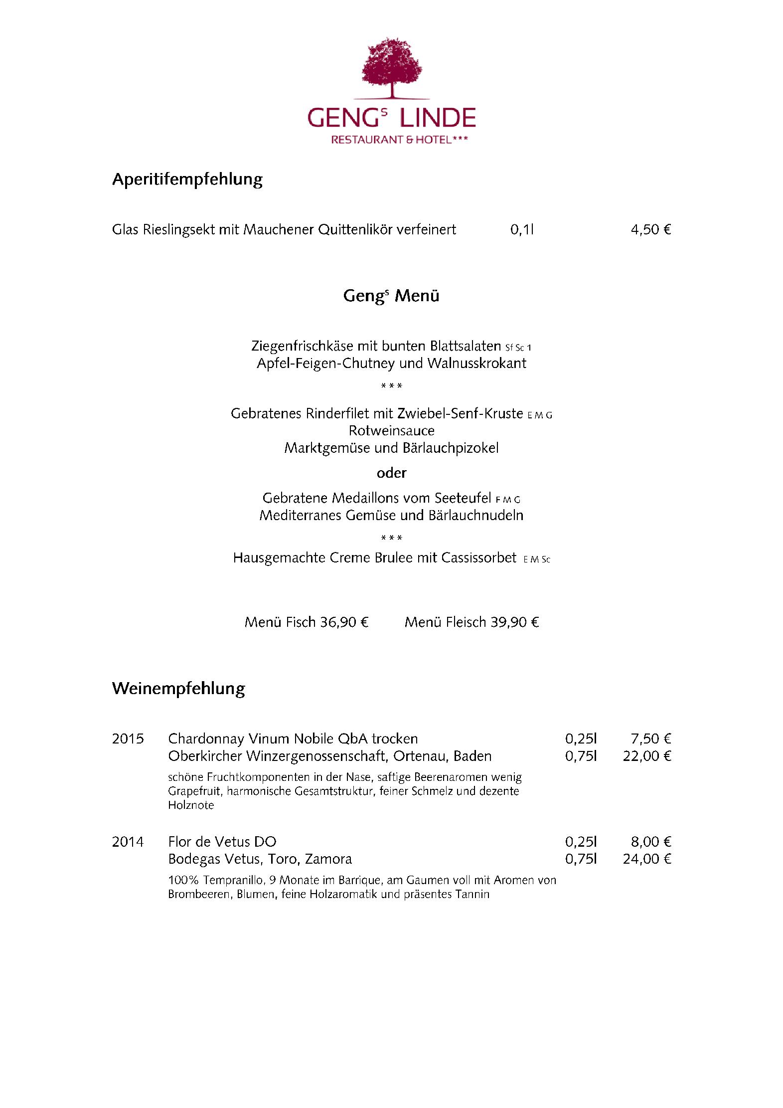 Speisekarte
