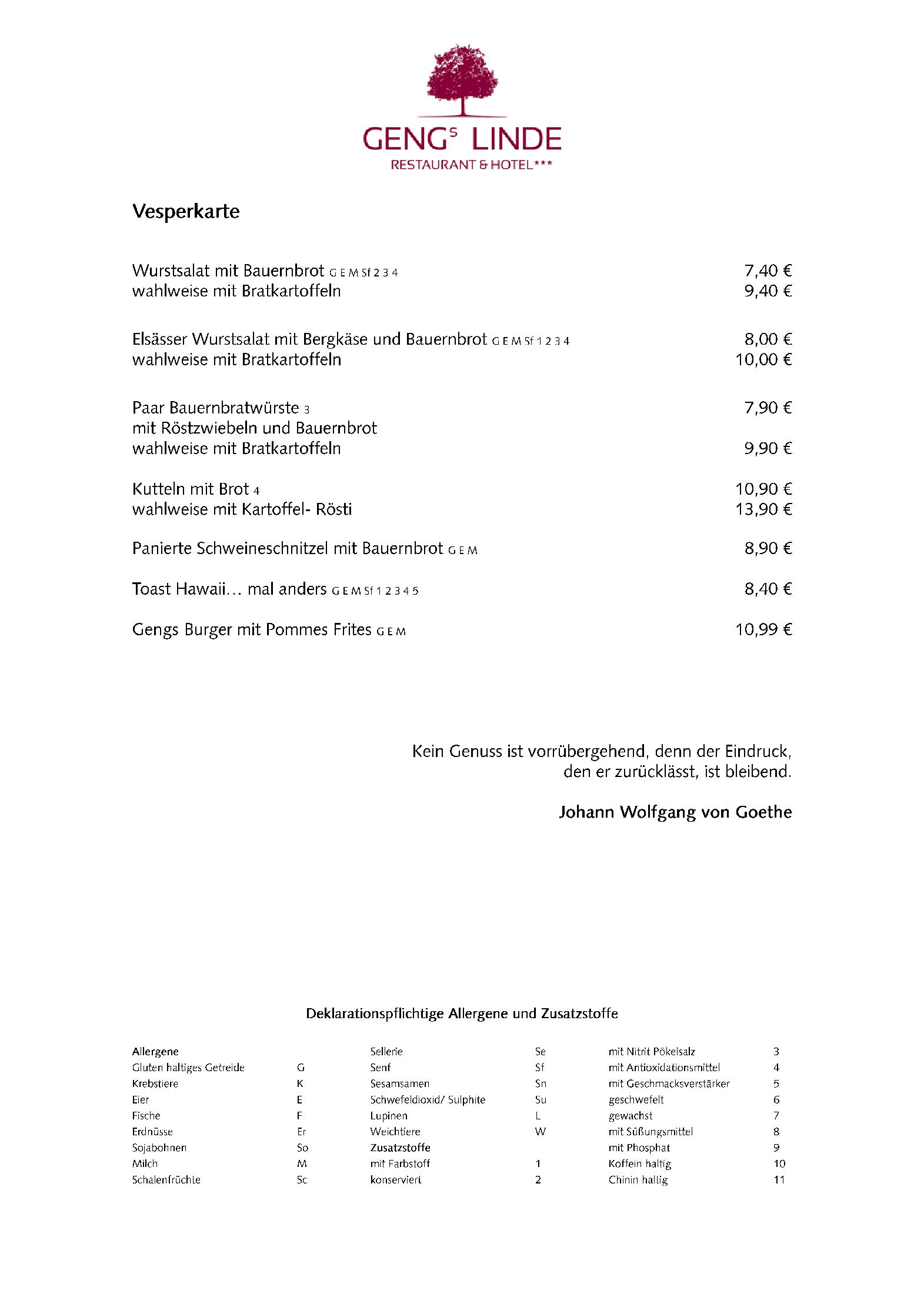 Speisekarte